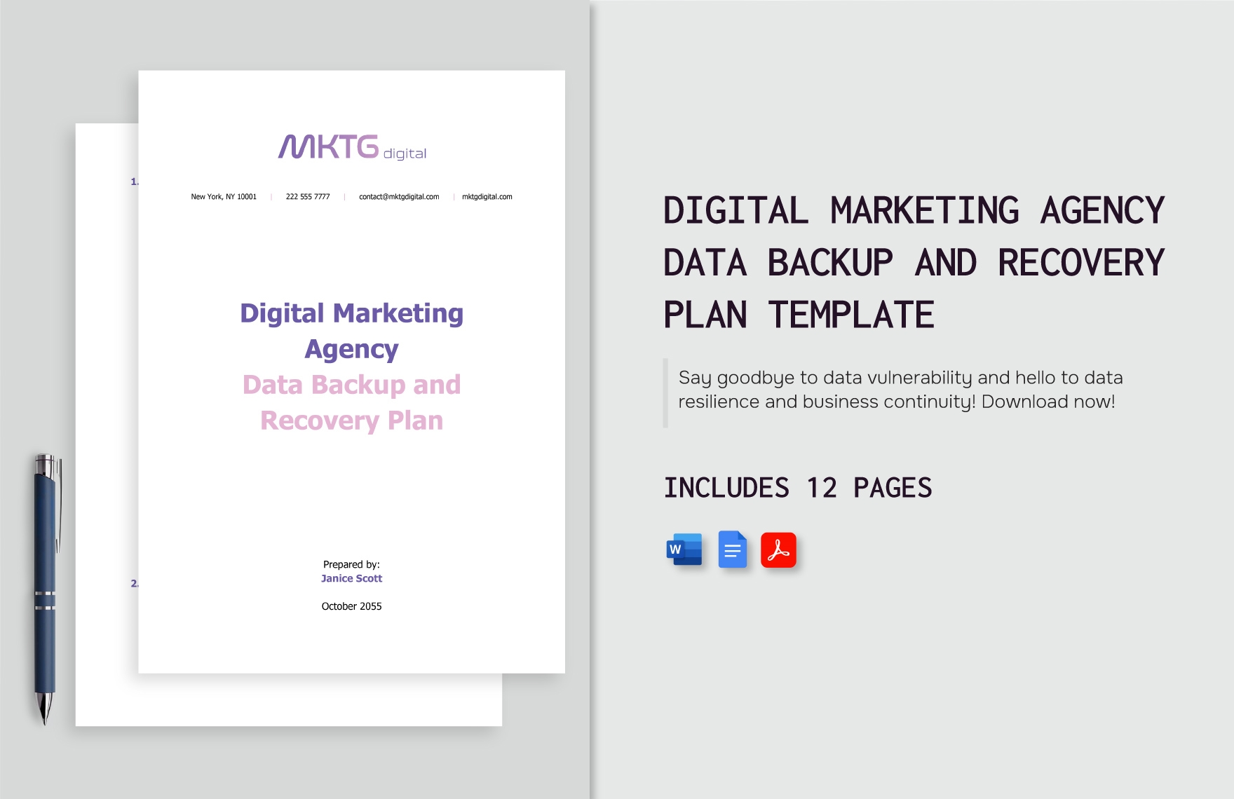 Digital Marketing Agency Data Backup and Recovery Plan Template