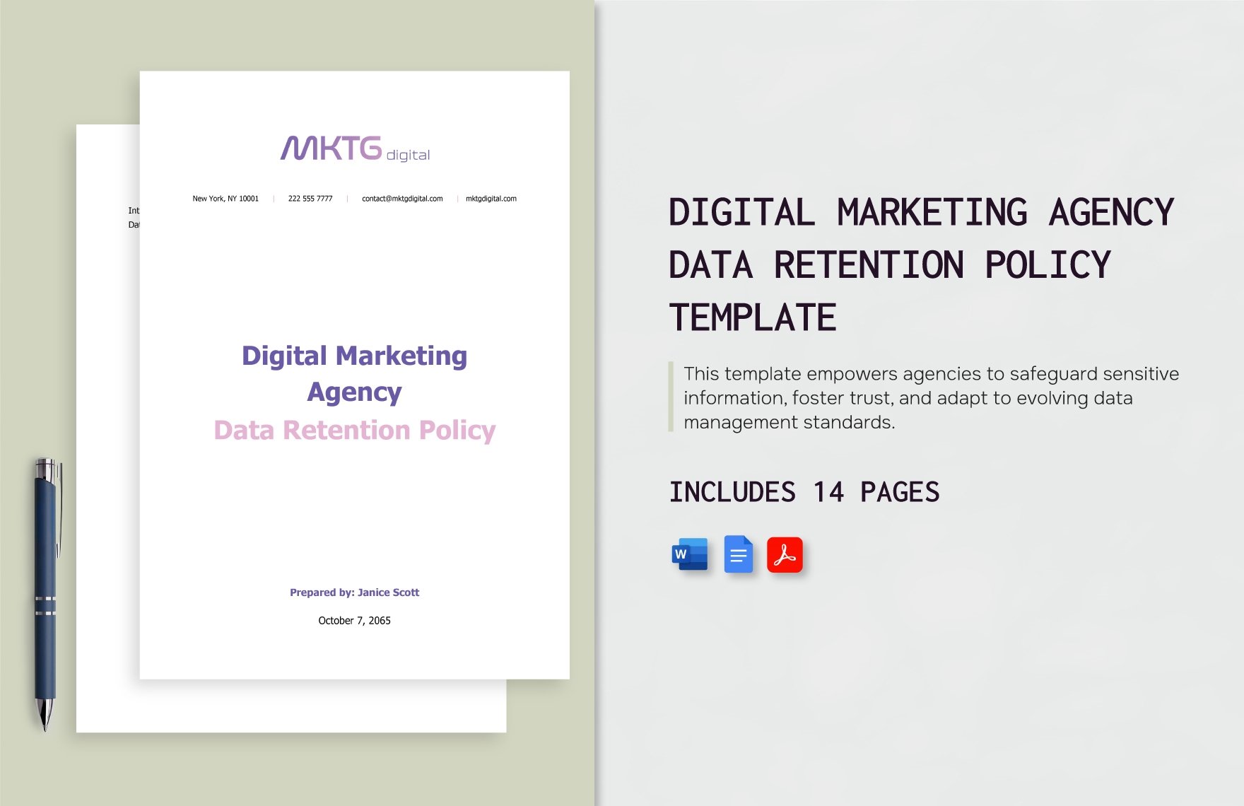 Digital Marketing Agency Data Retention Policy Template