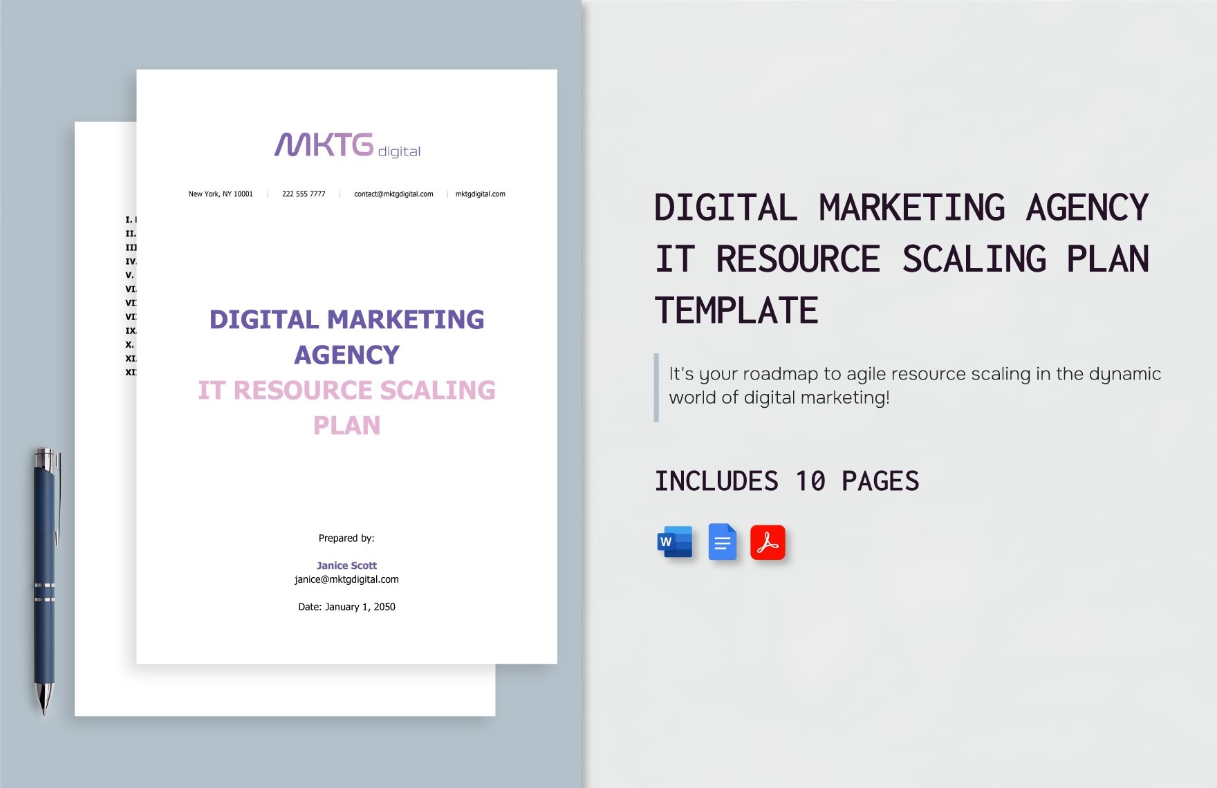 Digital Marketing Agency IT Resource Scaling Plan Template in Word, Google Docs, PDF