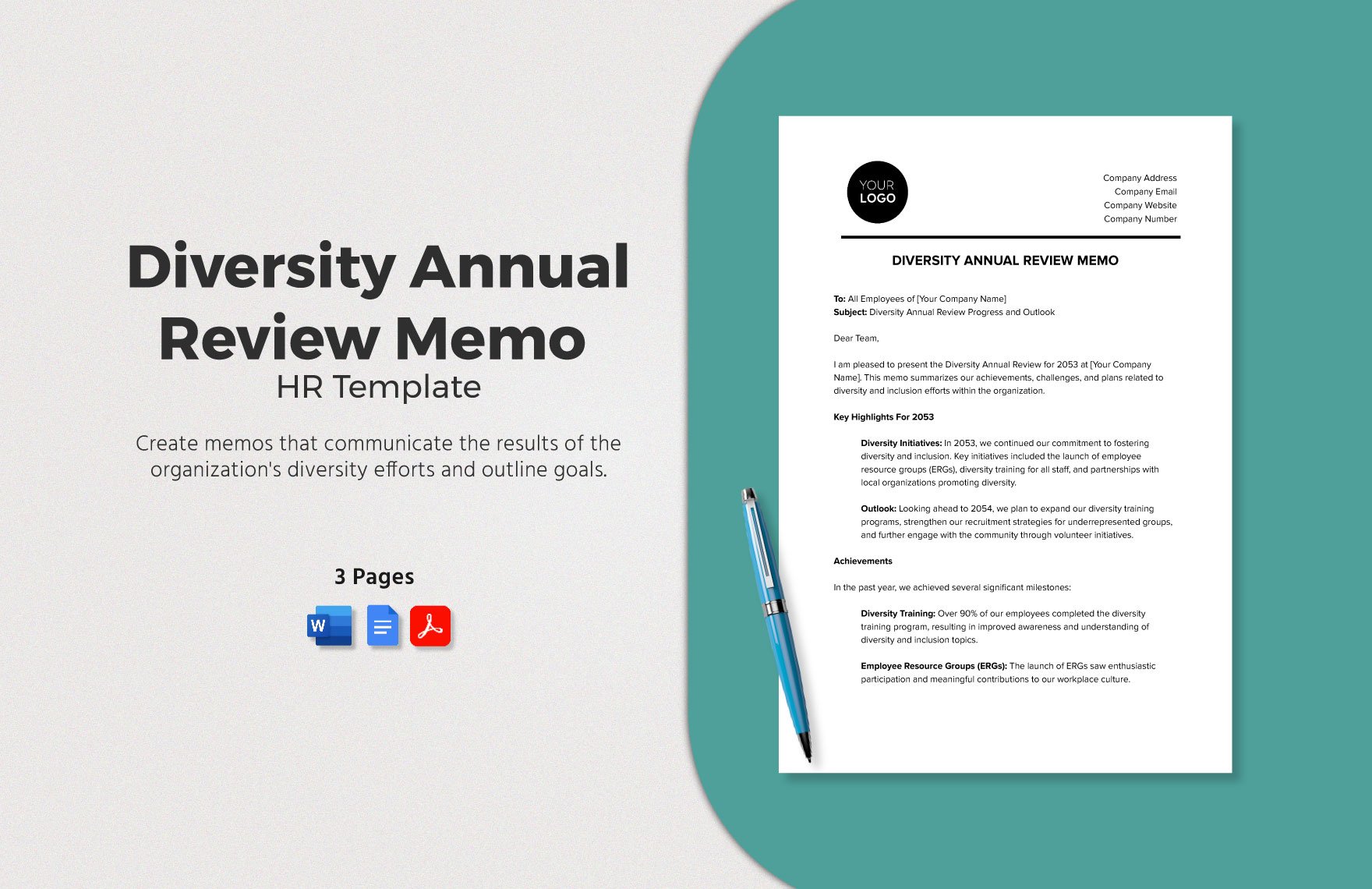 Diversity Annual Review Memo HR Template