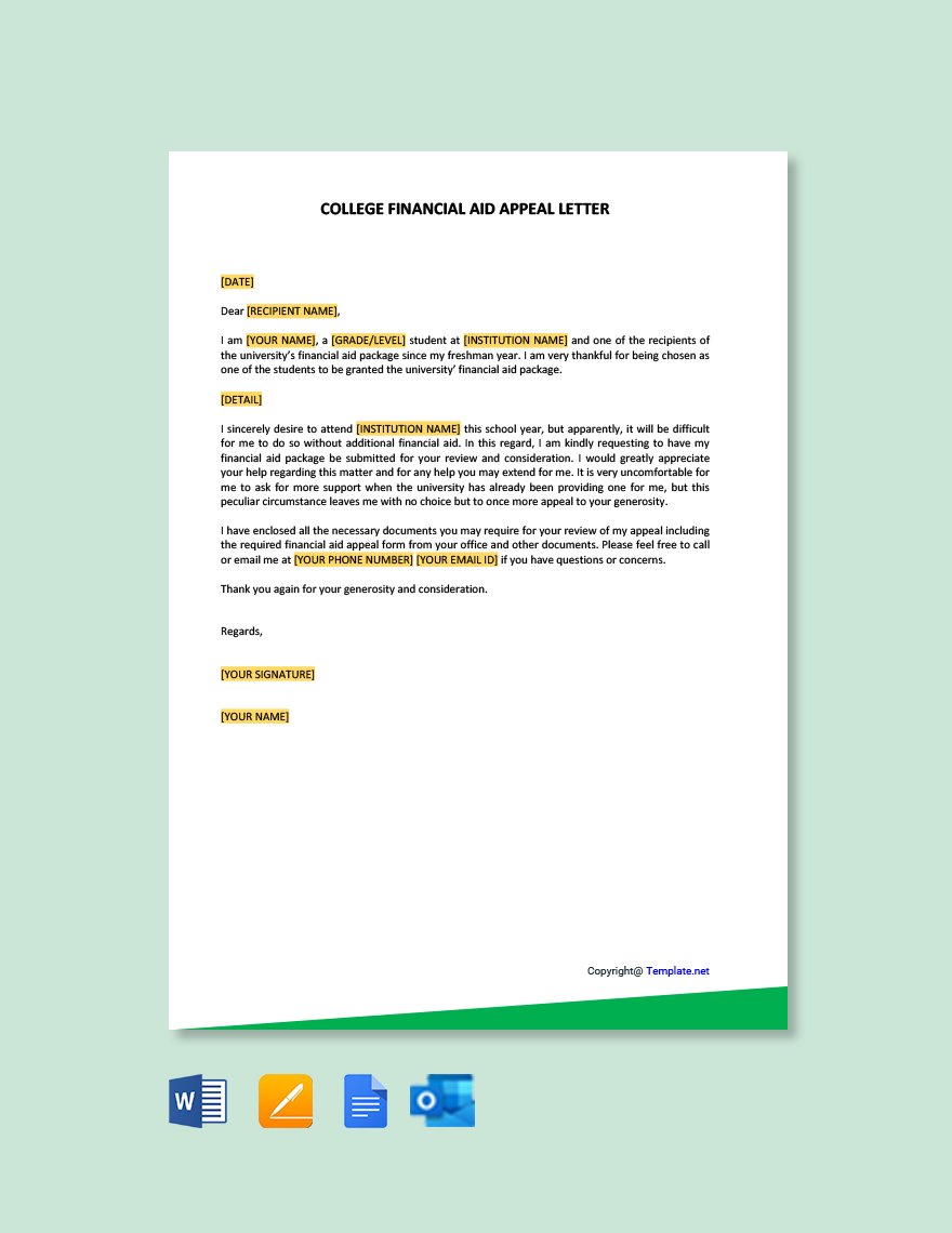 College Financial Aid Appeal Letter Template