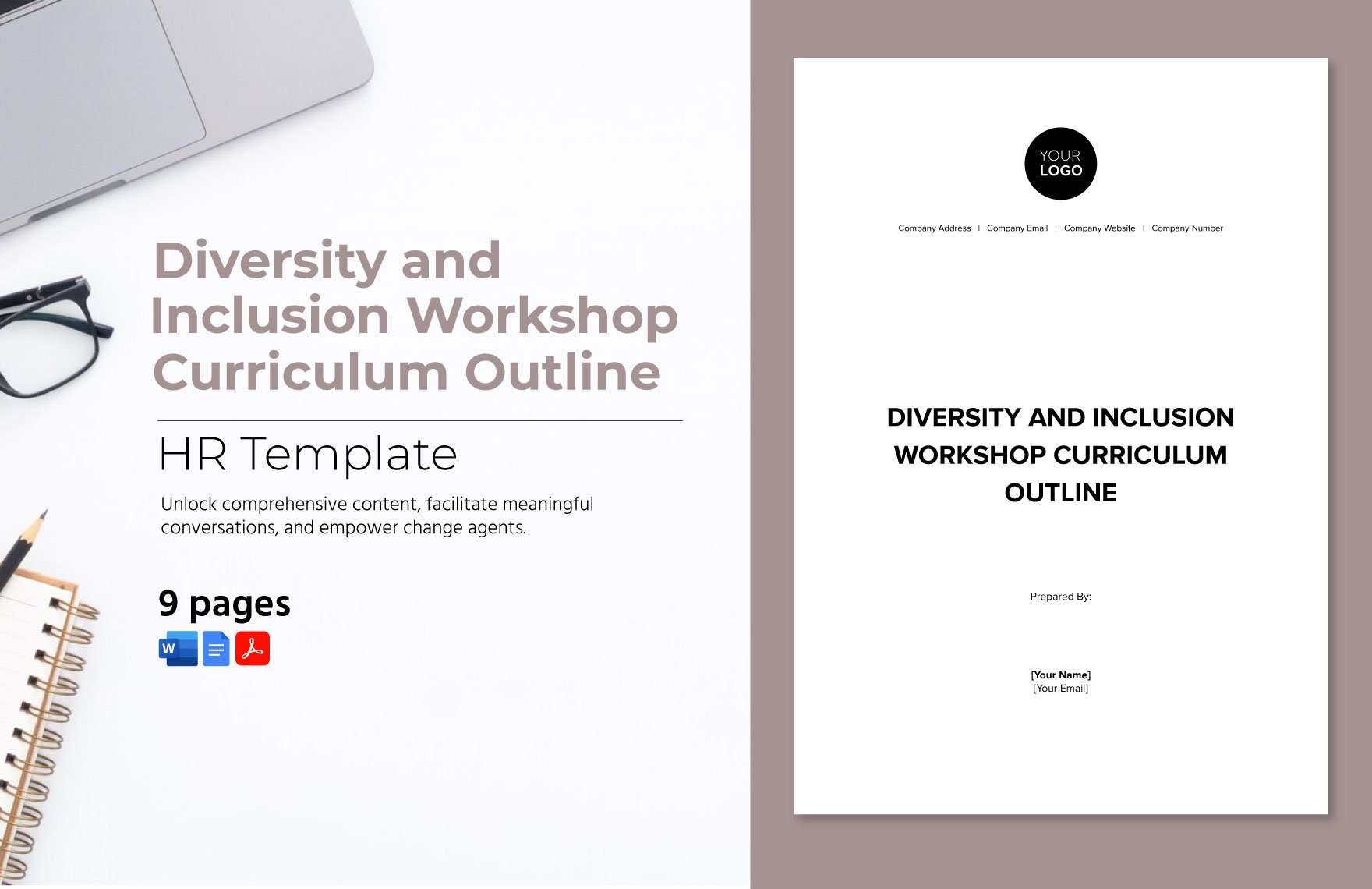 Diversity and Inclusion Workshop Curriculum Outline HR Template in Word, Google Docs, PDF