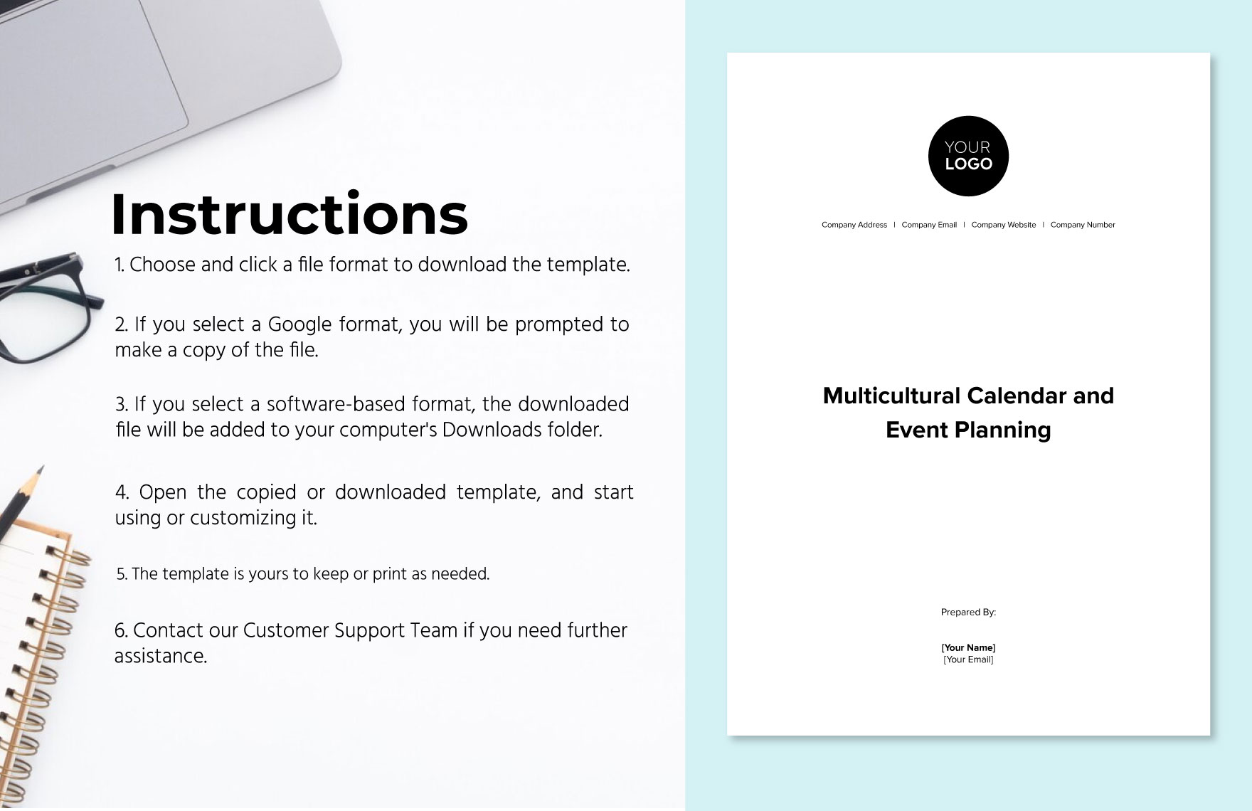 Multicultural Calendar and Event Planning HR Template