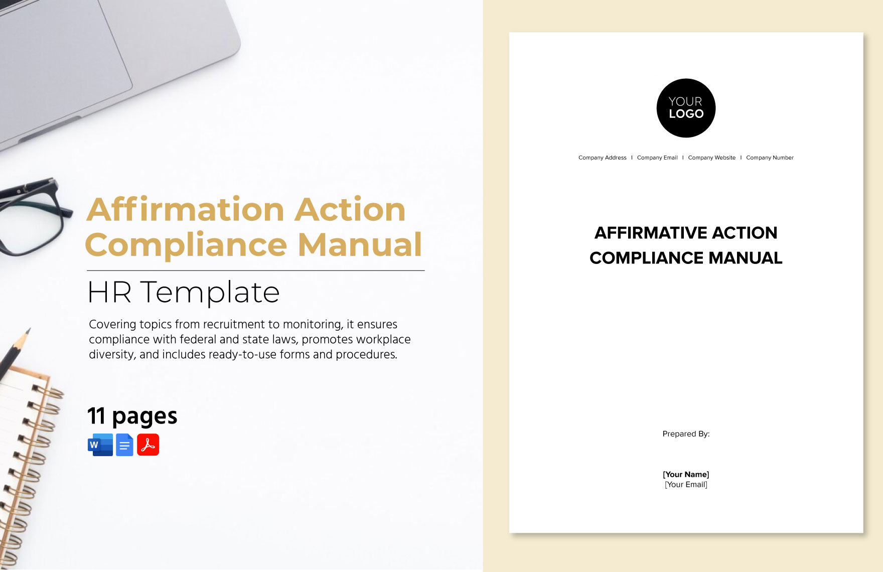 Affirmative Action Compliance Manual HR Template in Word, Google Docs, PDF