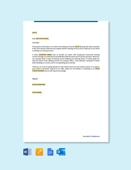 Letter Offering Cleaning Services Template - Google Docs, Word ...