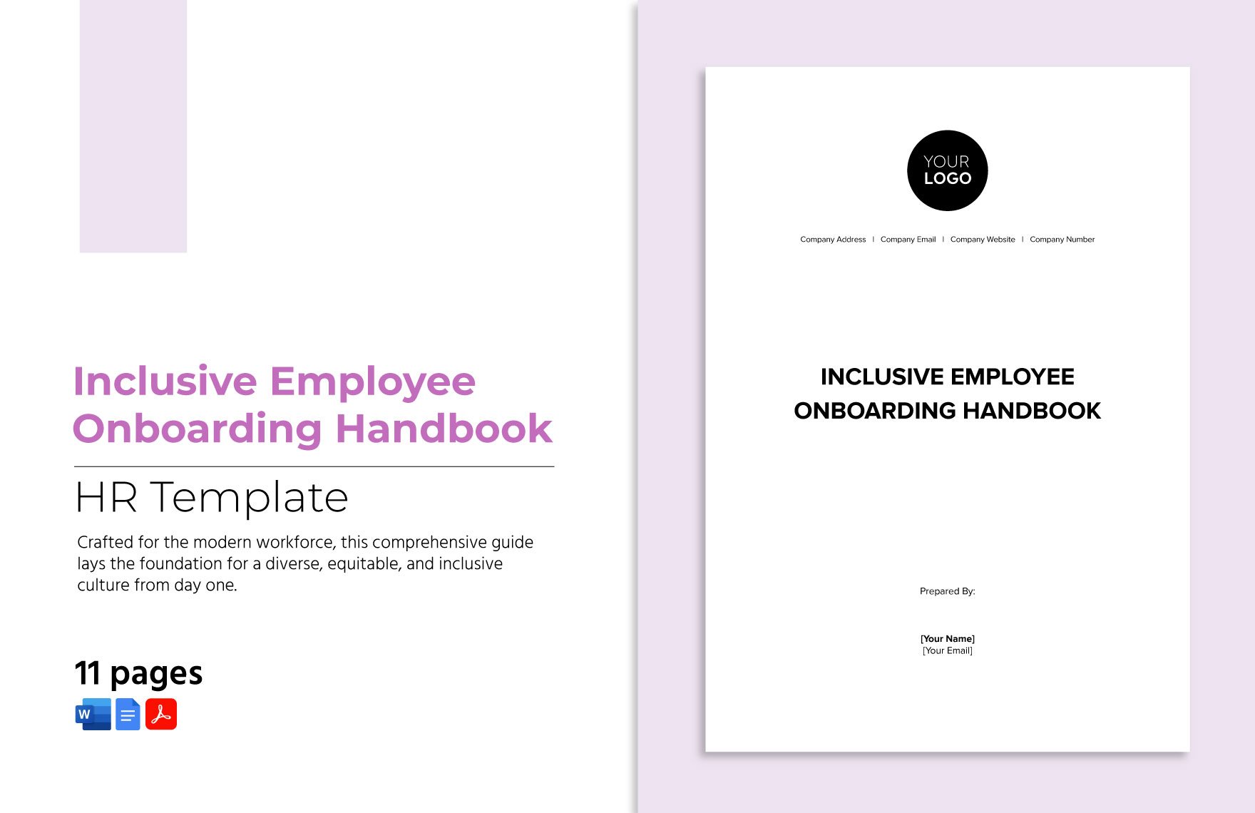 Inclusive Employee Onboarding Handbook HR Template in Word, Google Docs, PDF