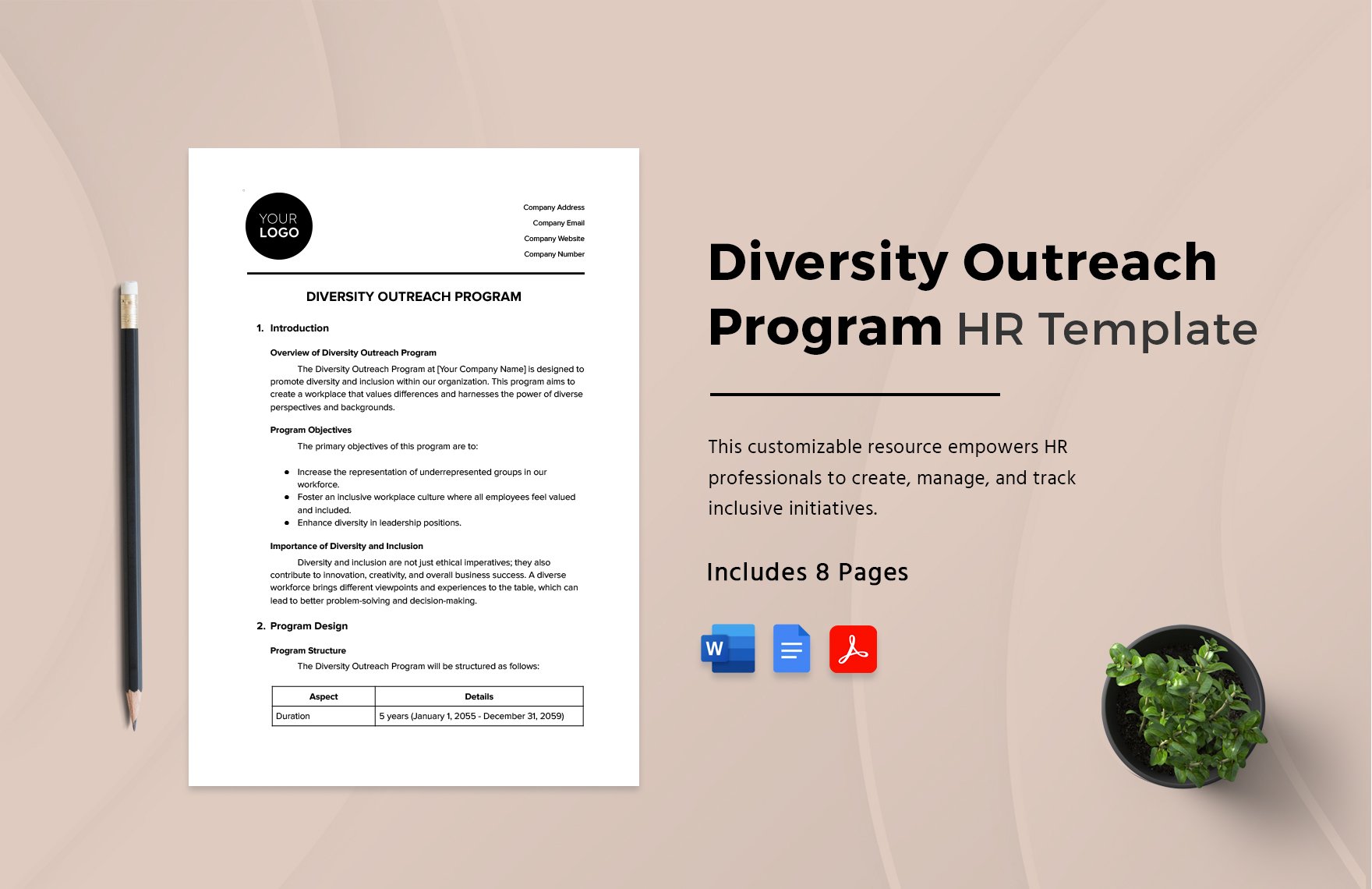 Diversity Outreach Program HR Template in Word, Google Docs, PDF
