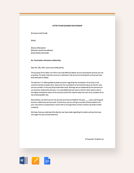 FREE Letter To End Business Relationship Template - Word | Google Docs ...