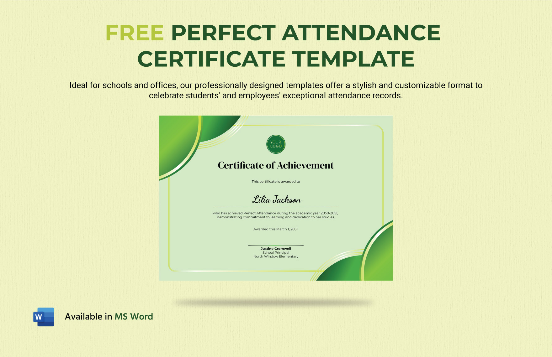 Free Simple Attendance Certificate Template Download in Word Google