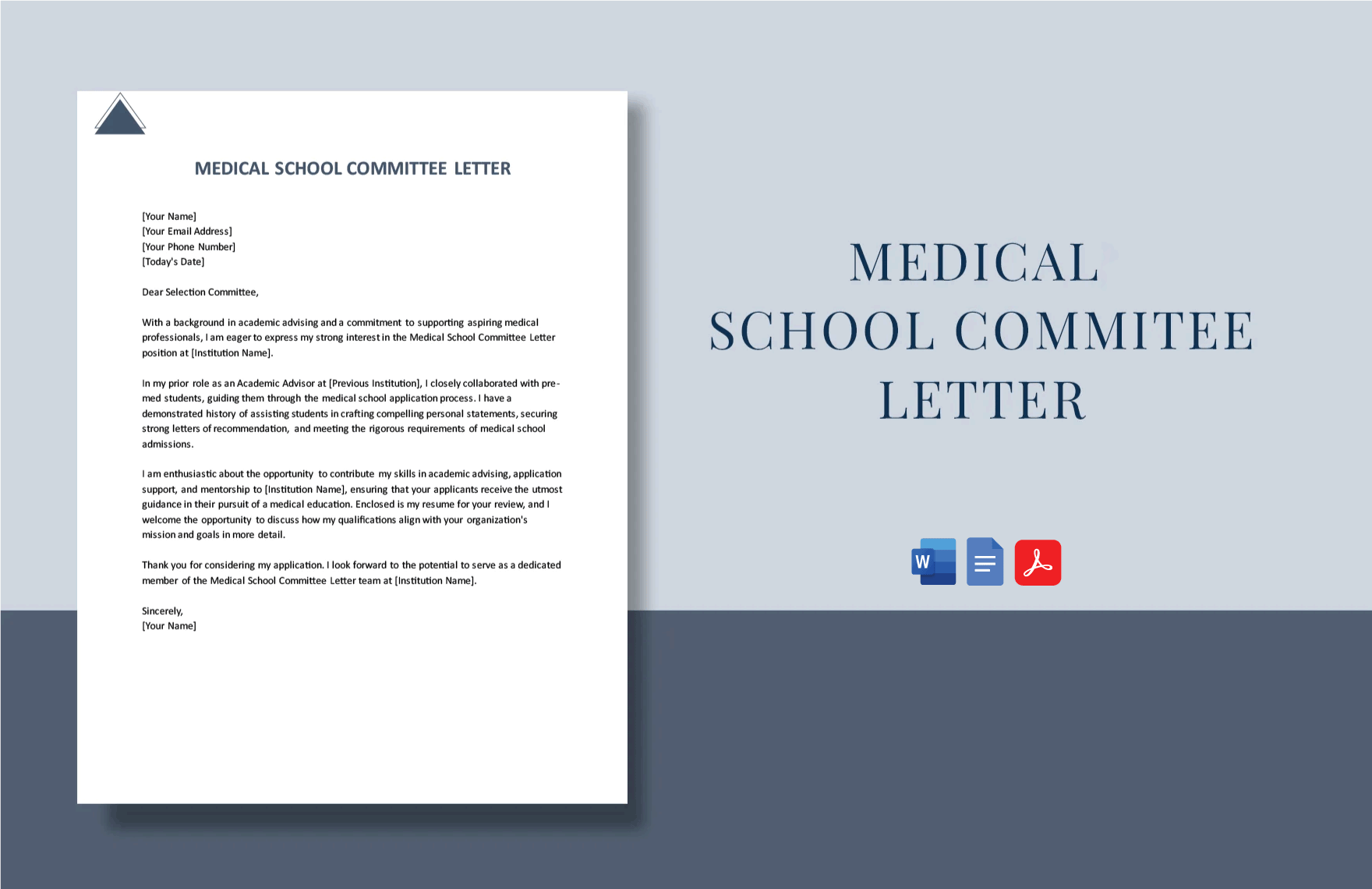 Medical School Committee Letter in Word, Google Docs, PDF