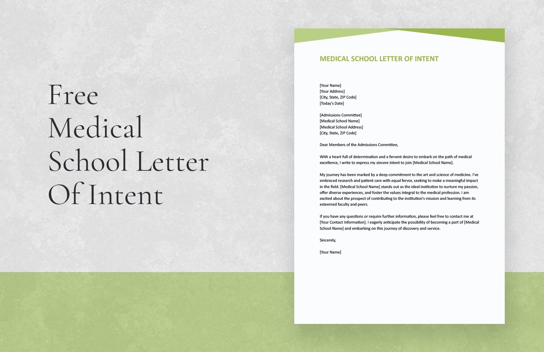 Medical School Letter Of Intent