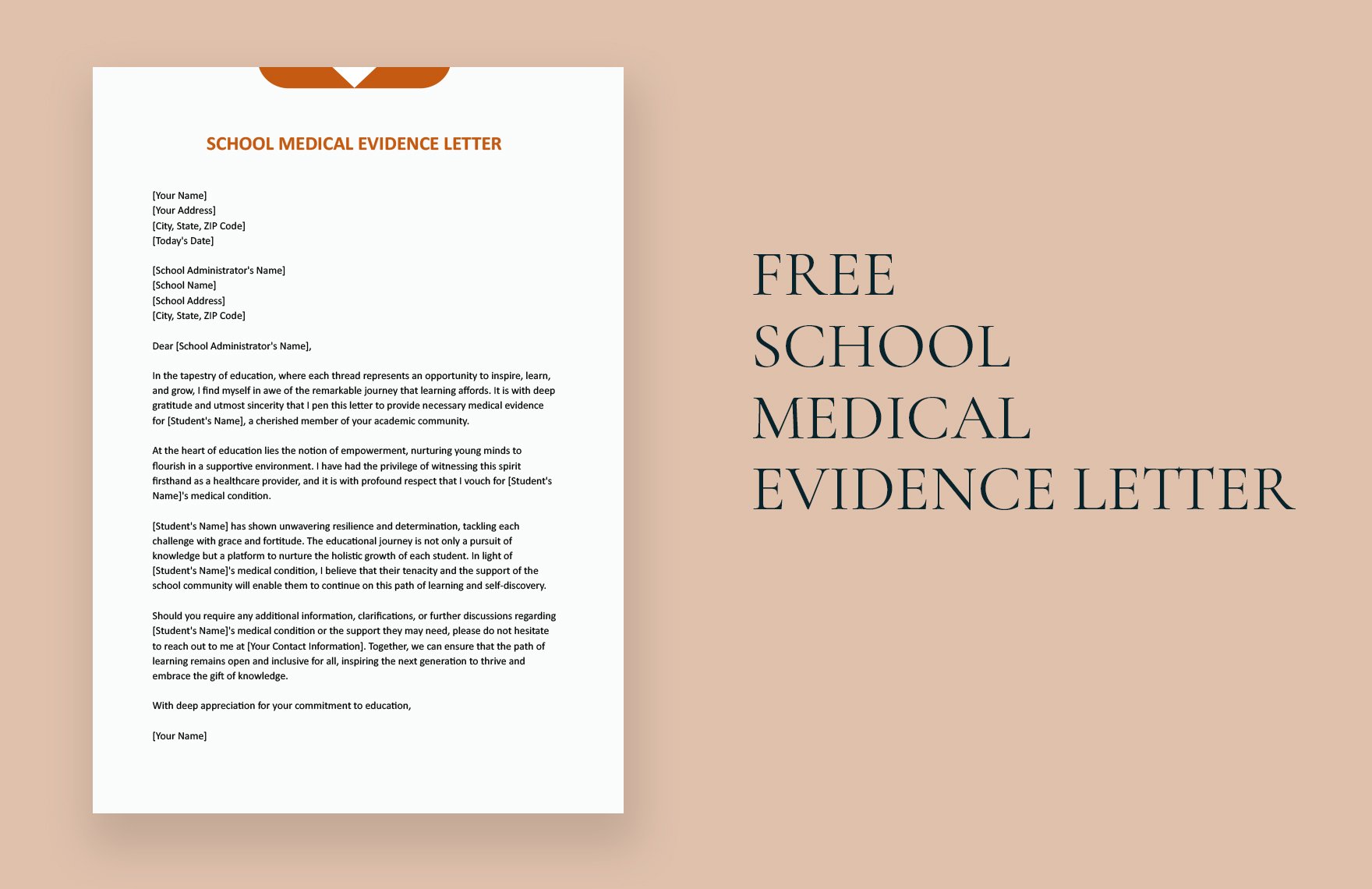School Medical Evidence Letter in Word, Google Docs