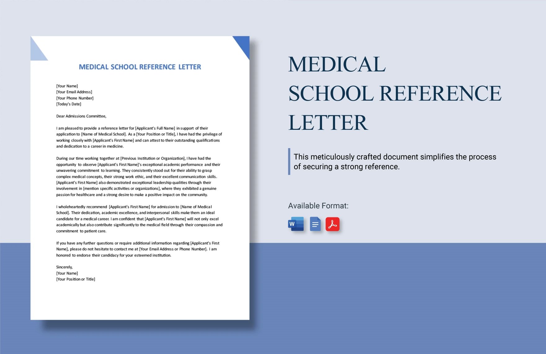 Medical School Reference Letter in Word, Google Docs, PDF