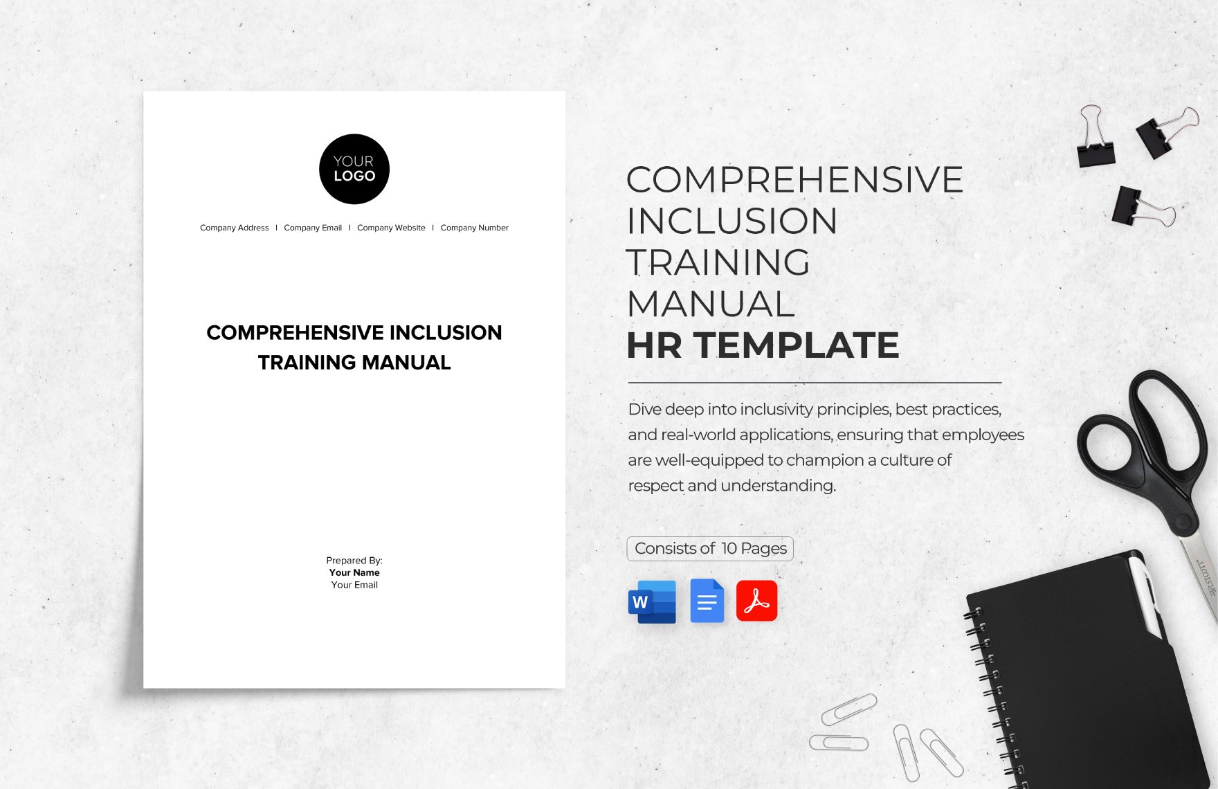 Comprehensive Inclusion Training Manual HR Template in Word, Google Docs, PDF