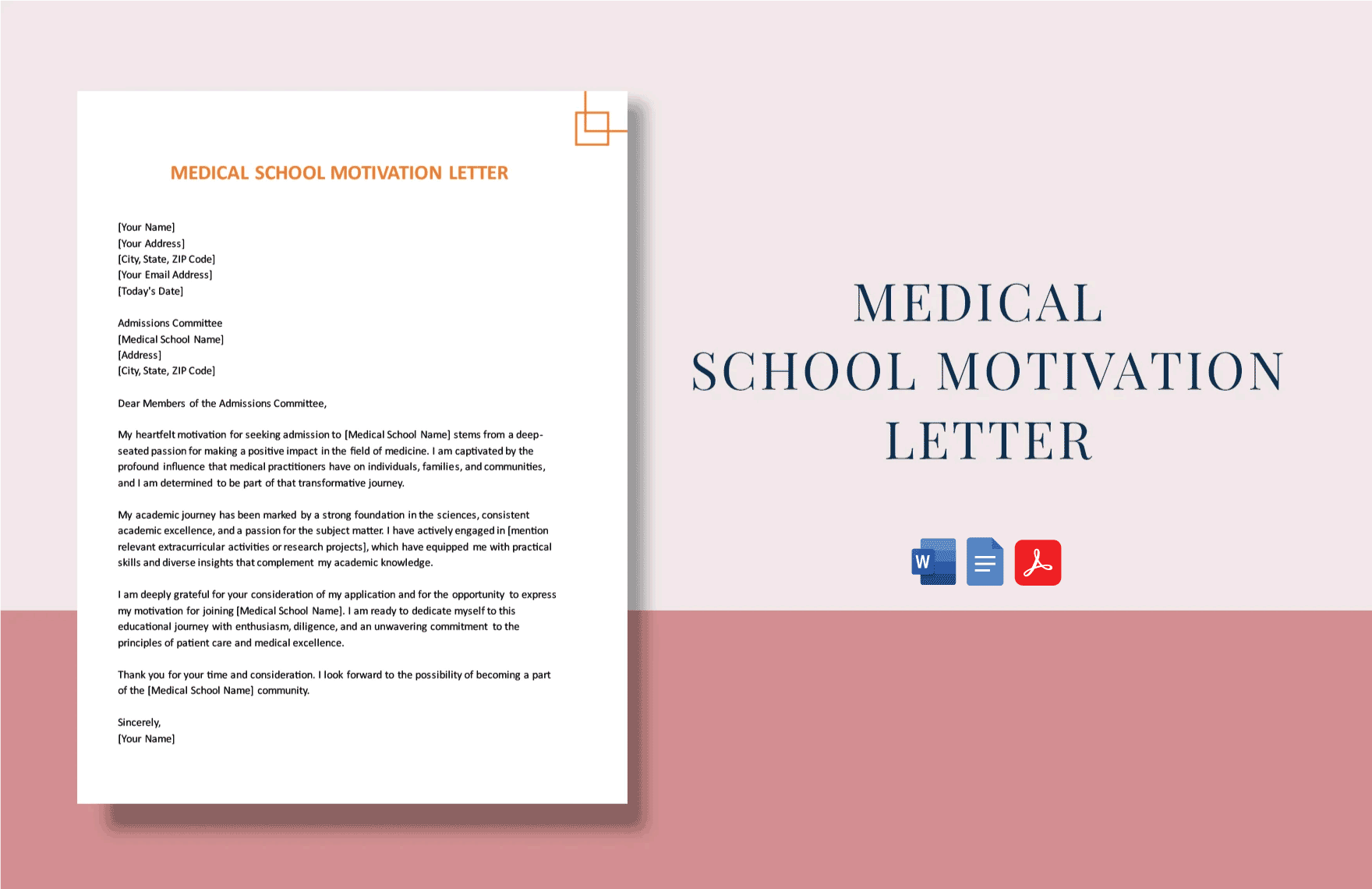 Medical School Motivation Letter in Word, Google Docs, PDF