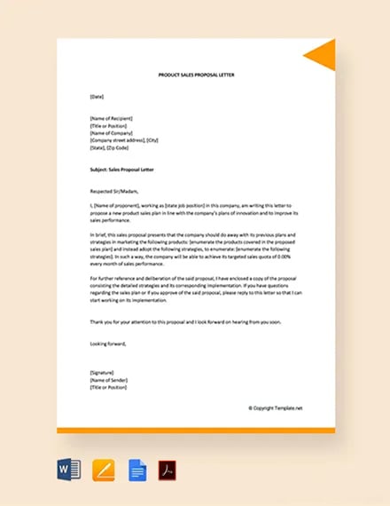 Product Sales Proposal Letter Template | Google Docs, Word, Apple Pages