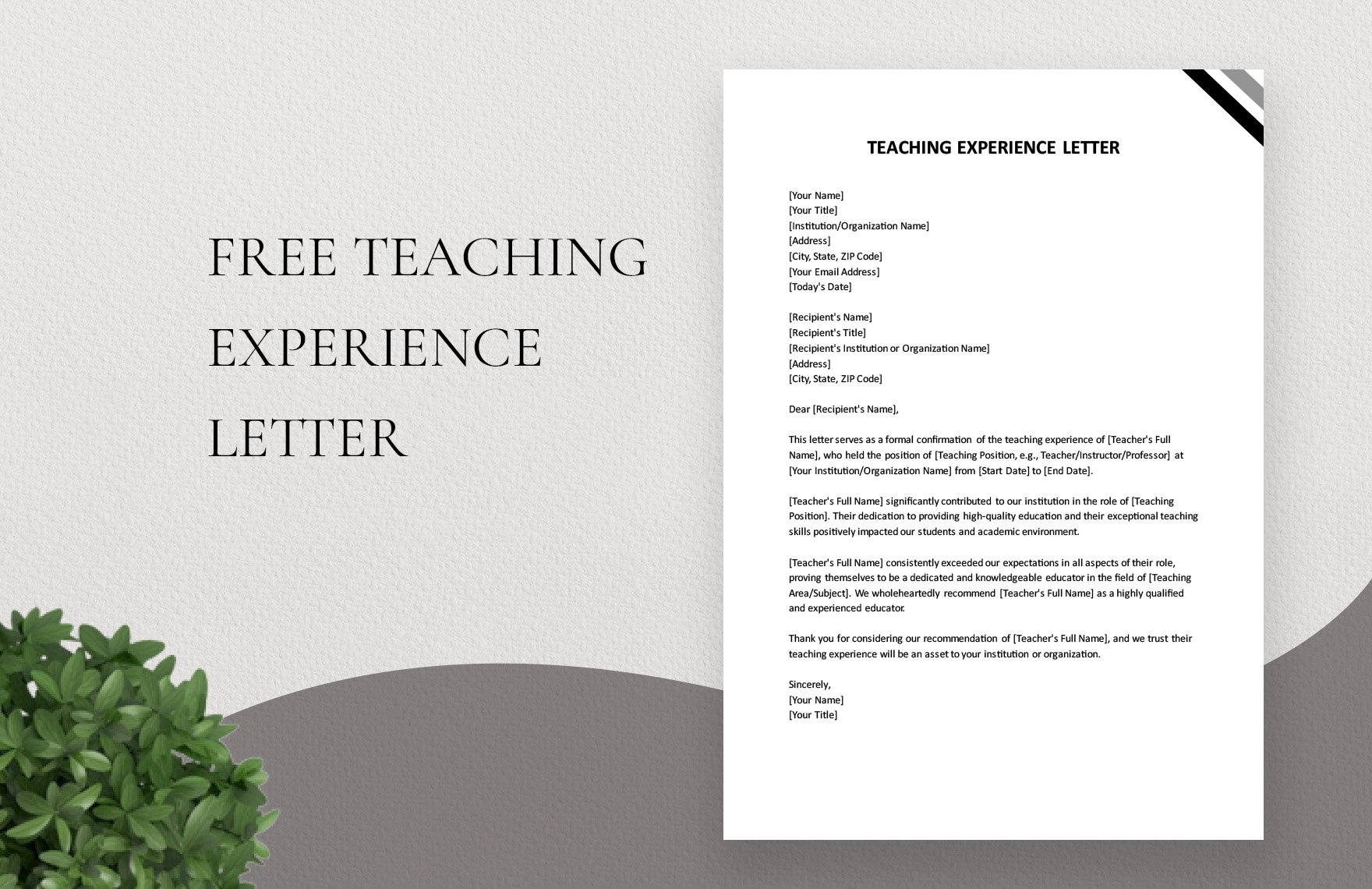 Teaching Experience Letter