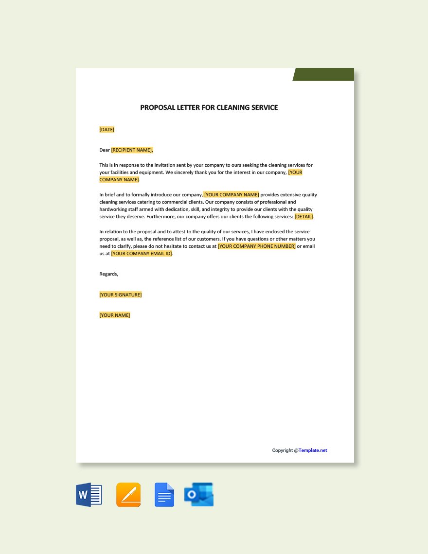Proposal Letter For Cleaning Services Template
