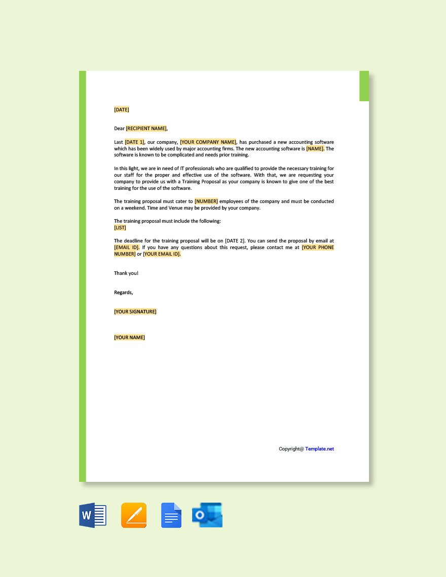 Free Request For Training Proposal Letter Template