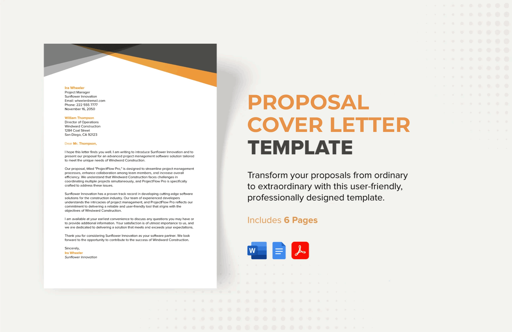 Free Proposal Cover Letter Template in Word, Google Docs, PDF