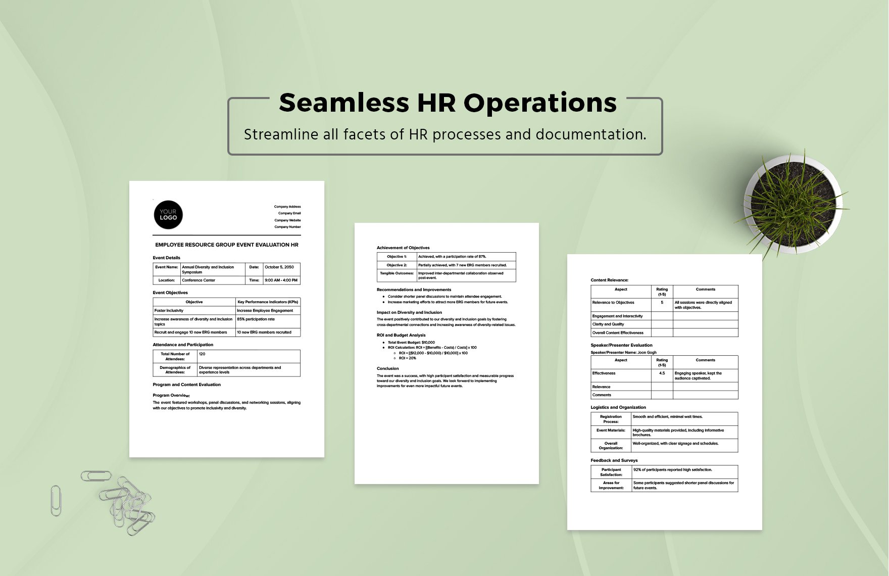 Employee Resource Group Event Evaluation HR Template