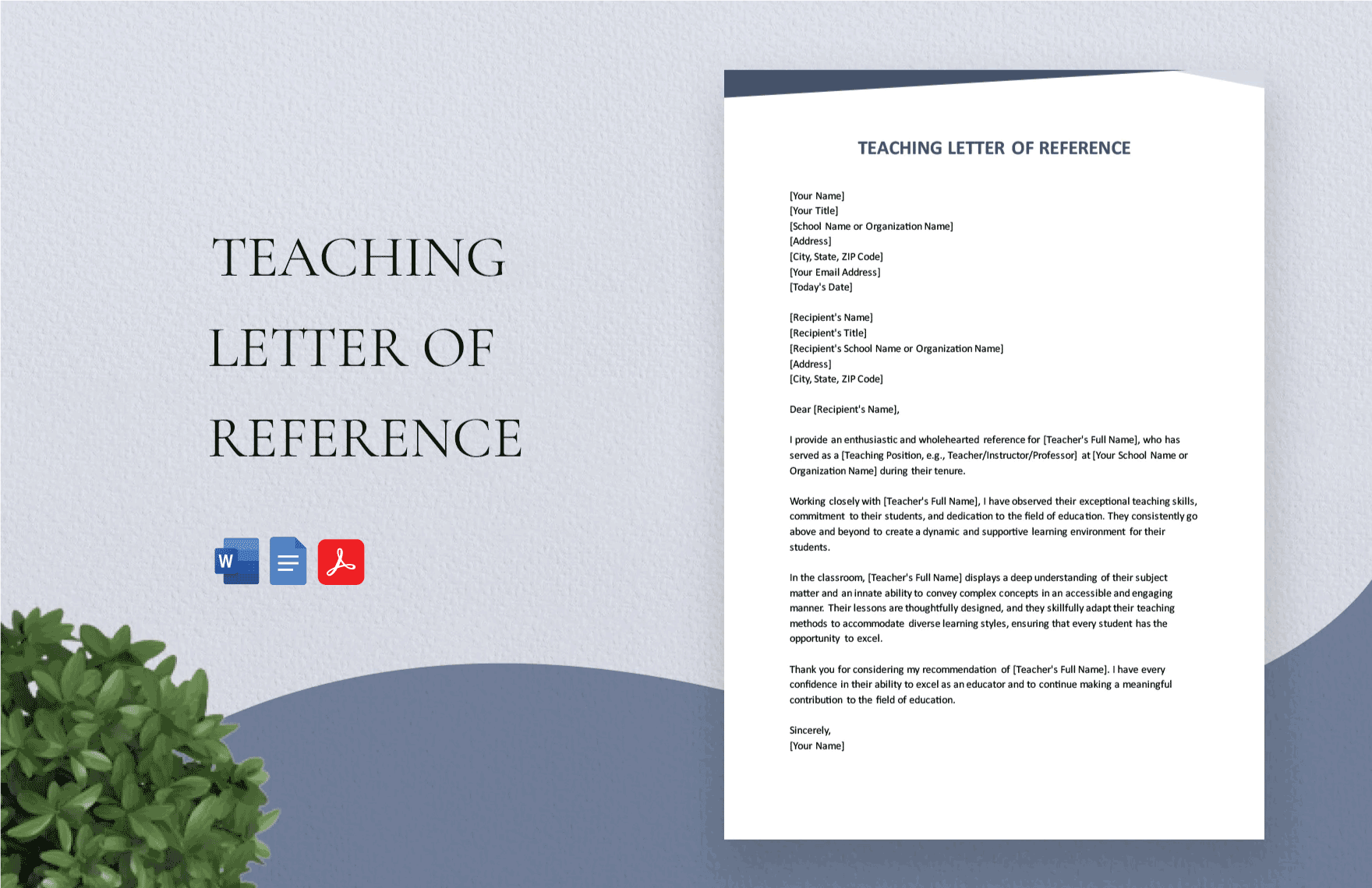 Teaching Letter Of Reference in Word, Google Docs, PDF