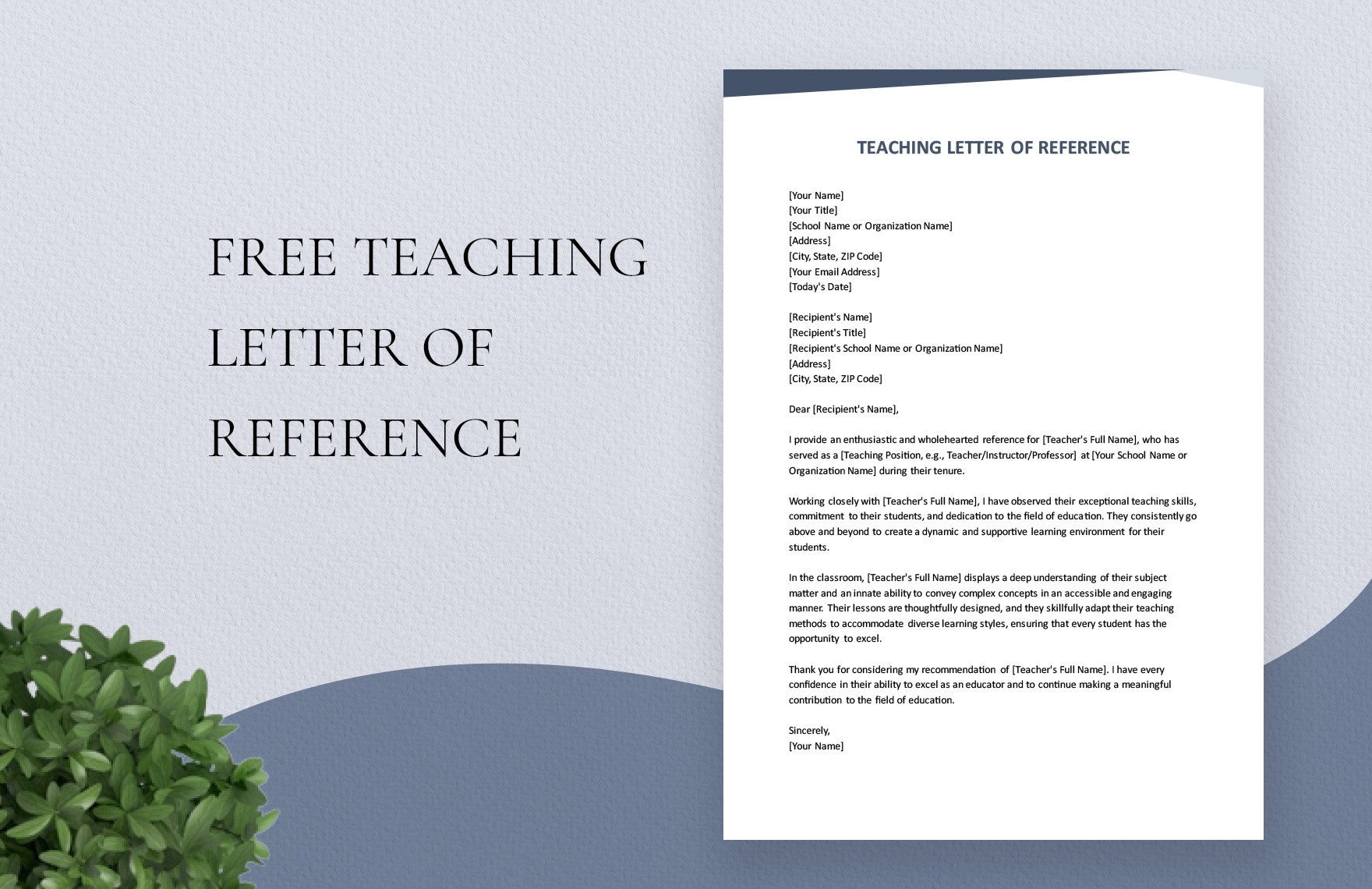 Teaching Letter Of Reference