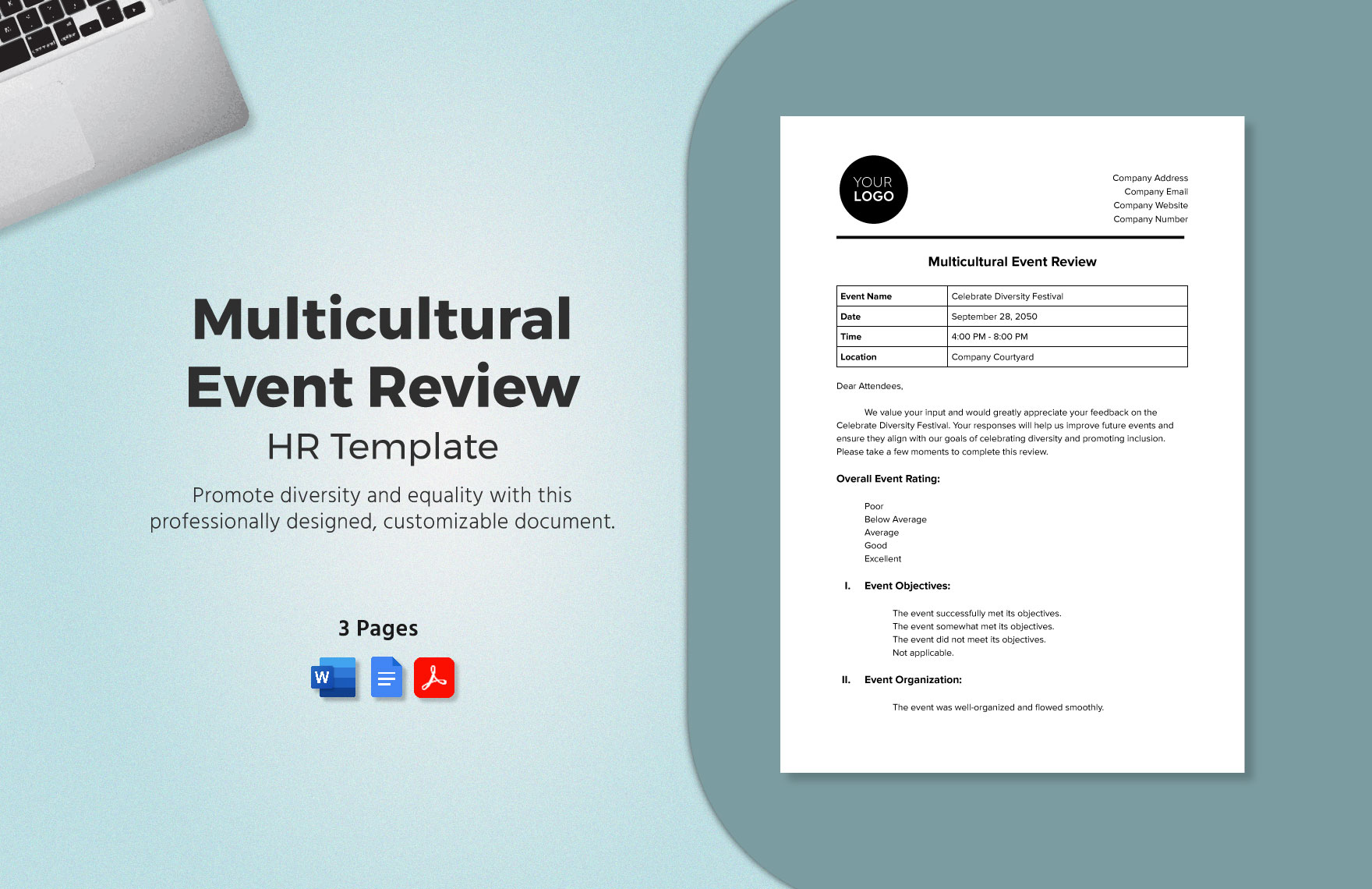 Multicultural Event Review HR Template in Word, Google Docs, PDF