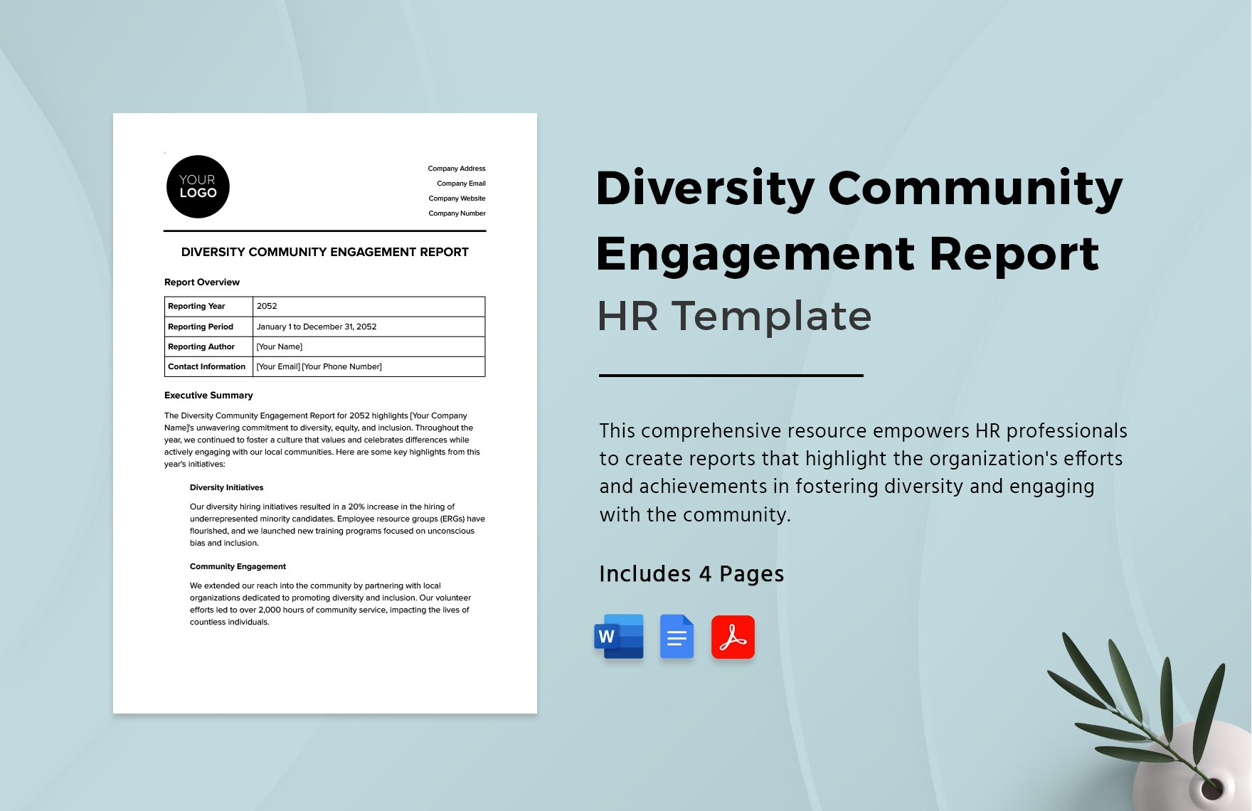 Diversity Community Engagement Report HR Template