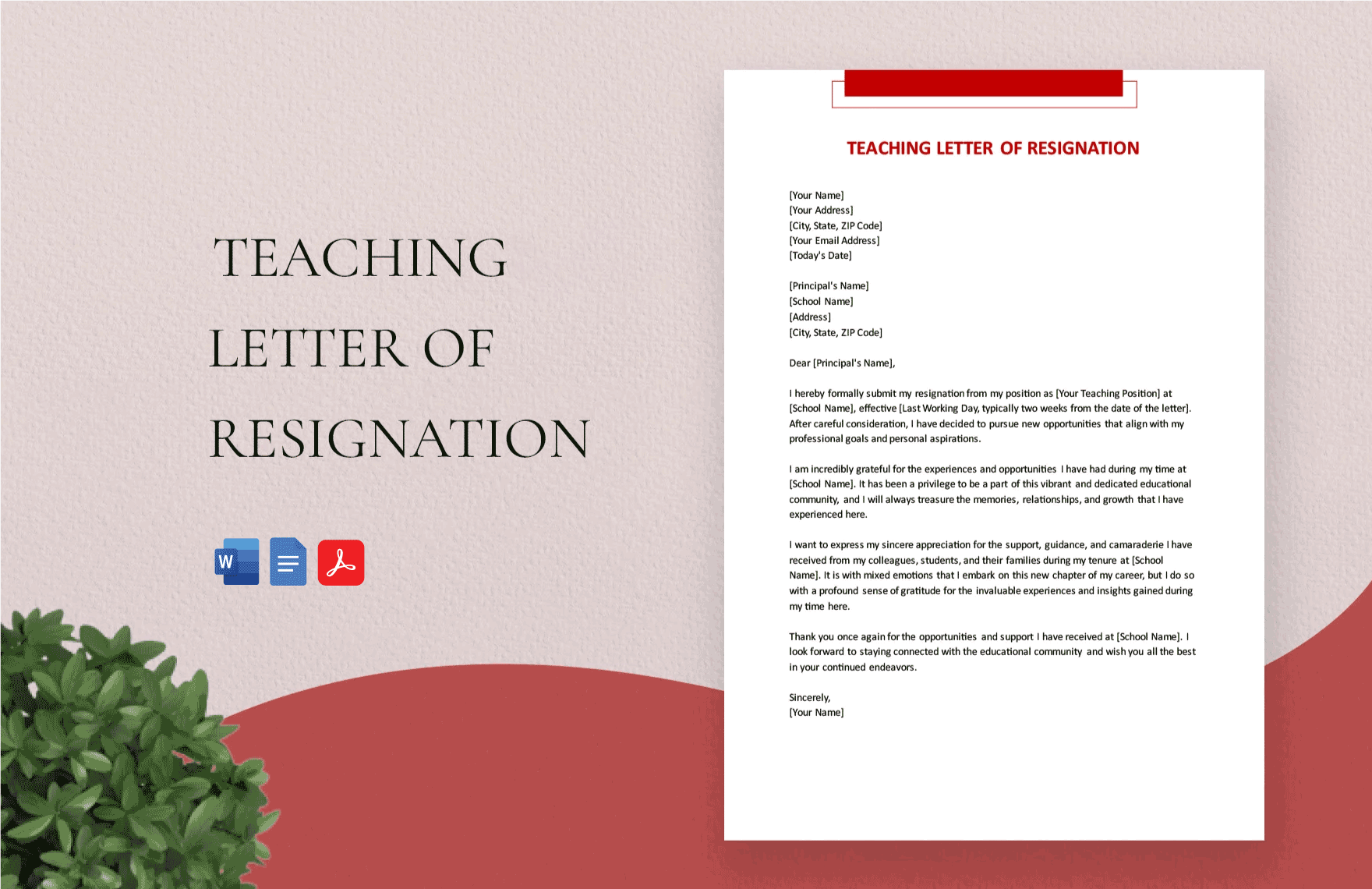 Teaching Letter Of Resignation in Word, Google Docs, PDF