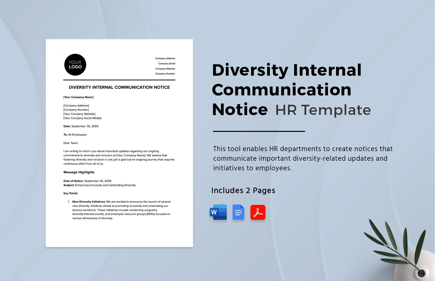 Diversity Internal Communication Notice HR Template
