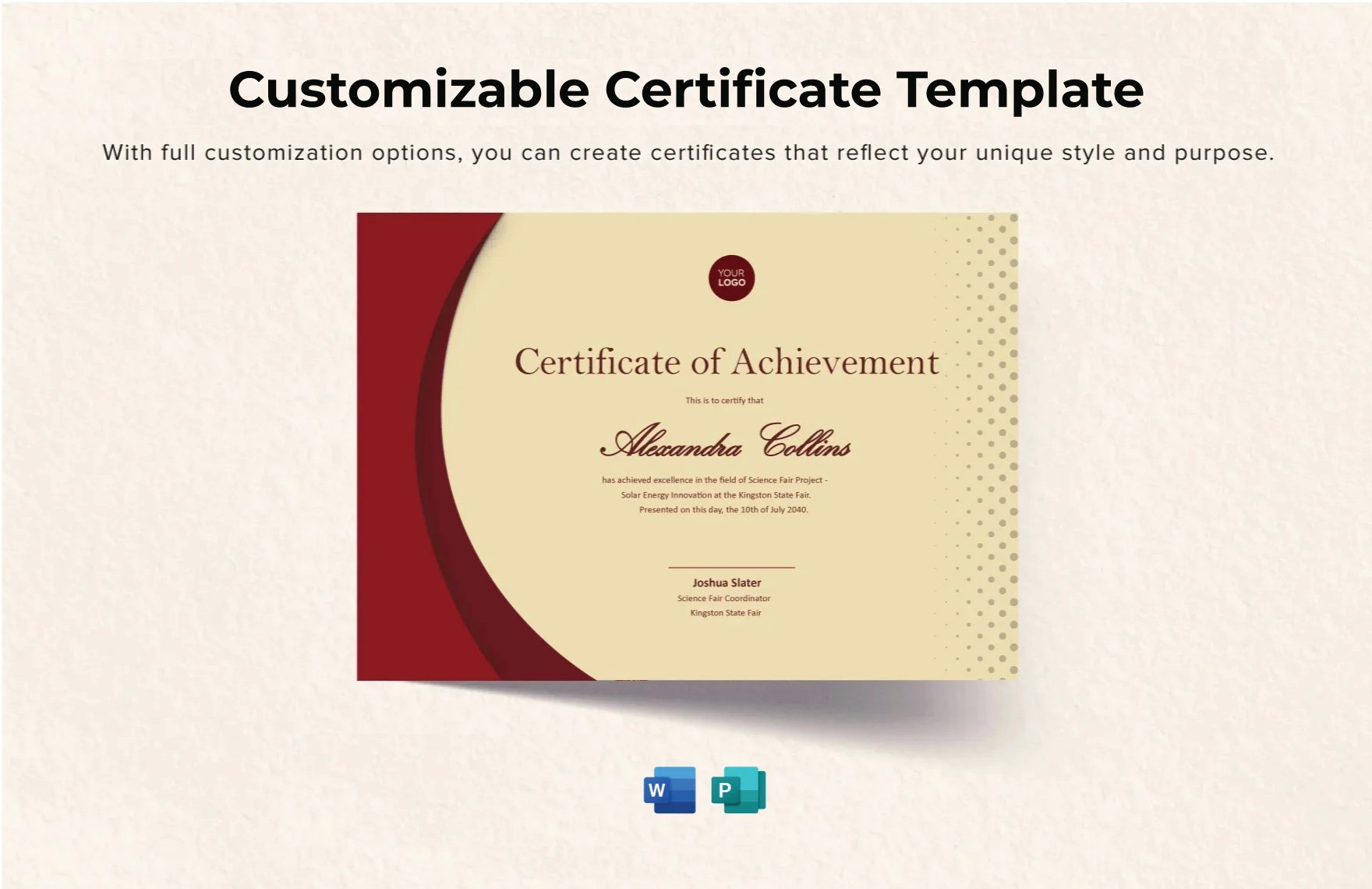 Free Customizable Certificate Template in Word, Publisher