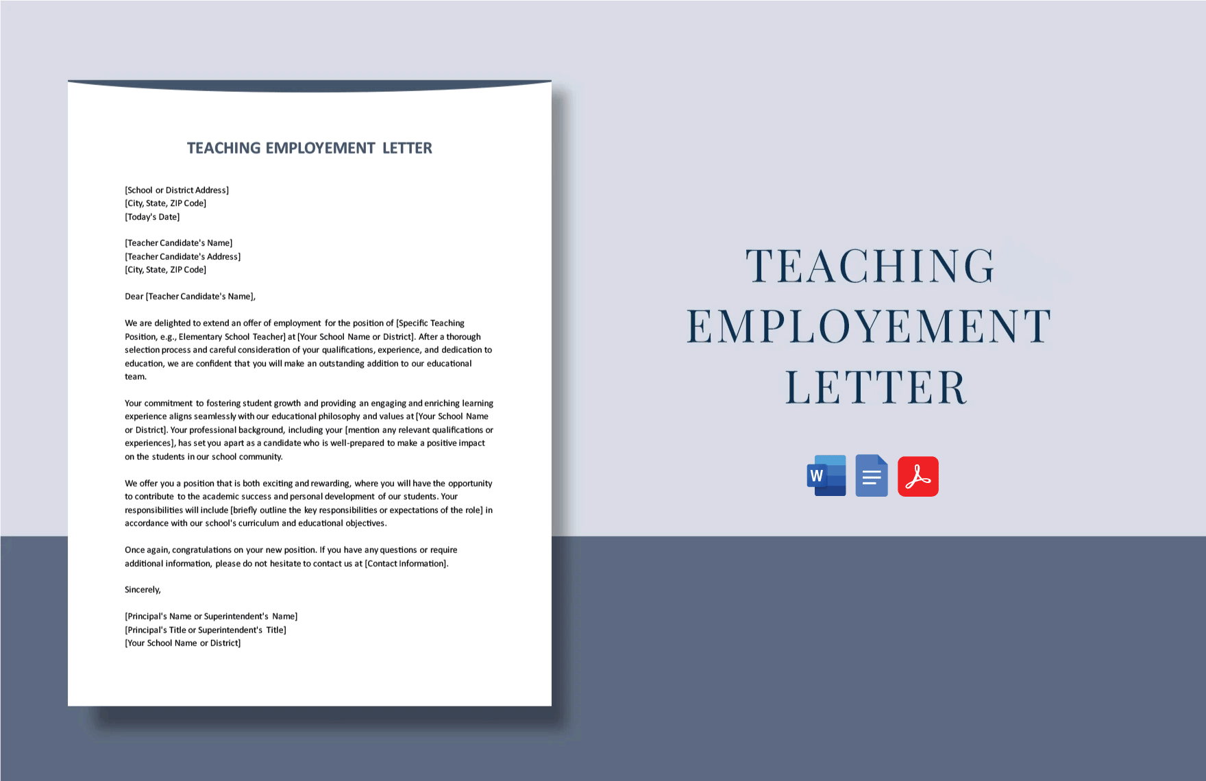Teaching Employment Letter in Word, Google Docs, PDF