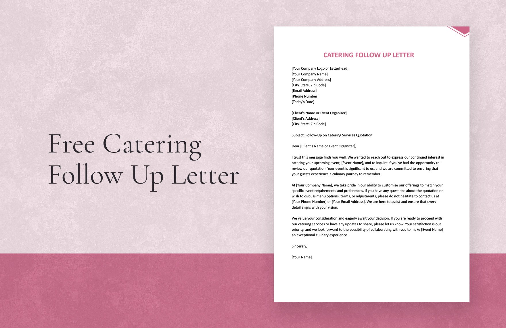 Catering Follow Up Letter