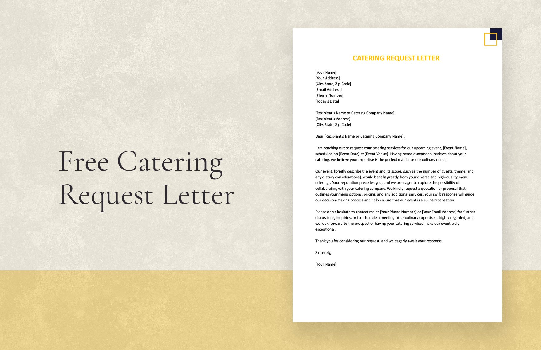 Free Catering Request Letter