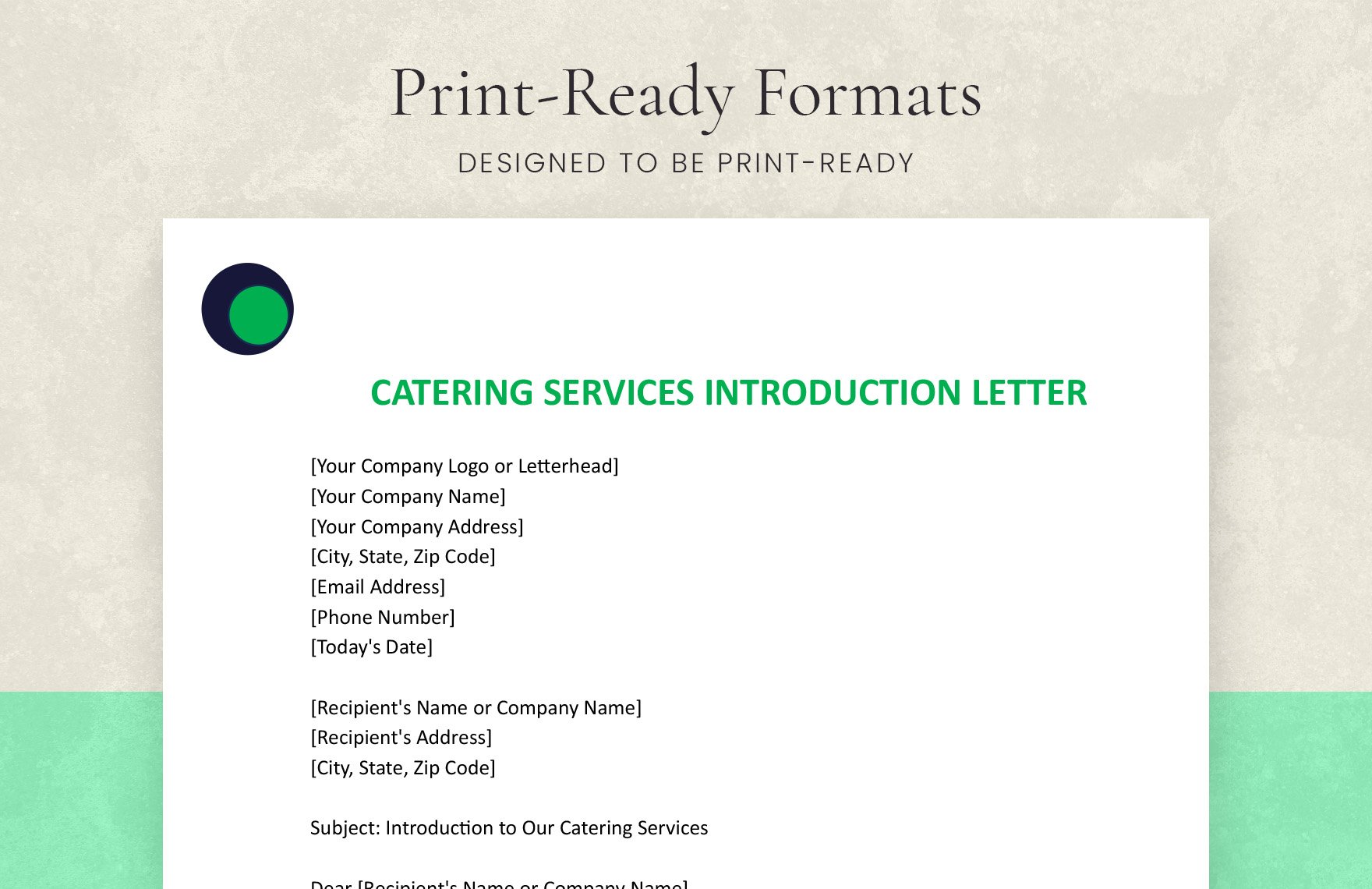 Catering Services Introduction Letter
