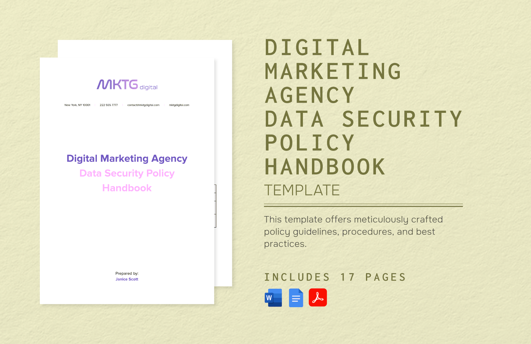 Digital Marketing Agency Data Security Policy Handbook Template