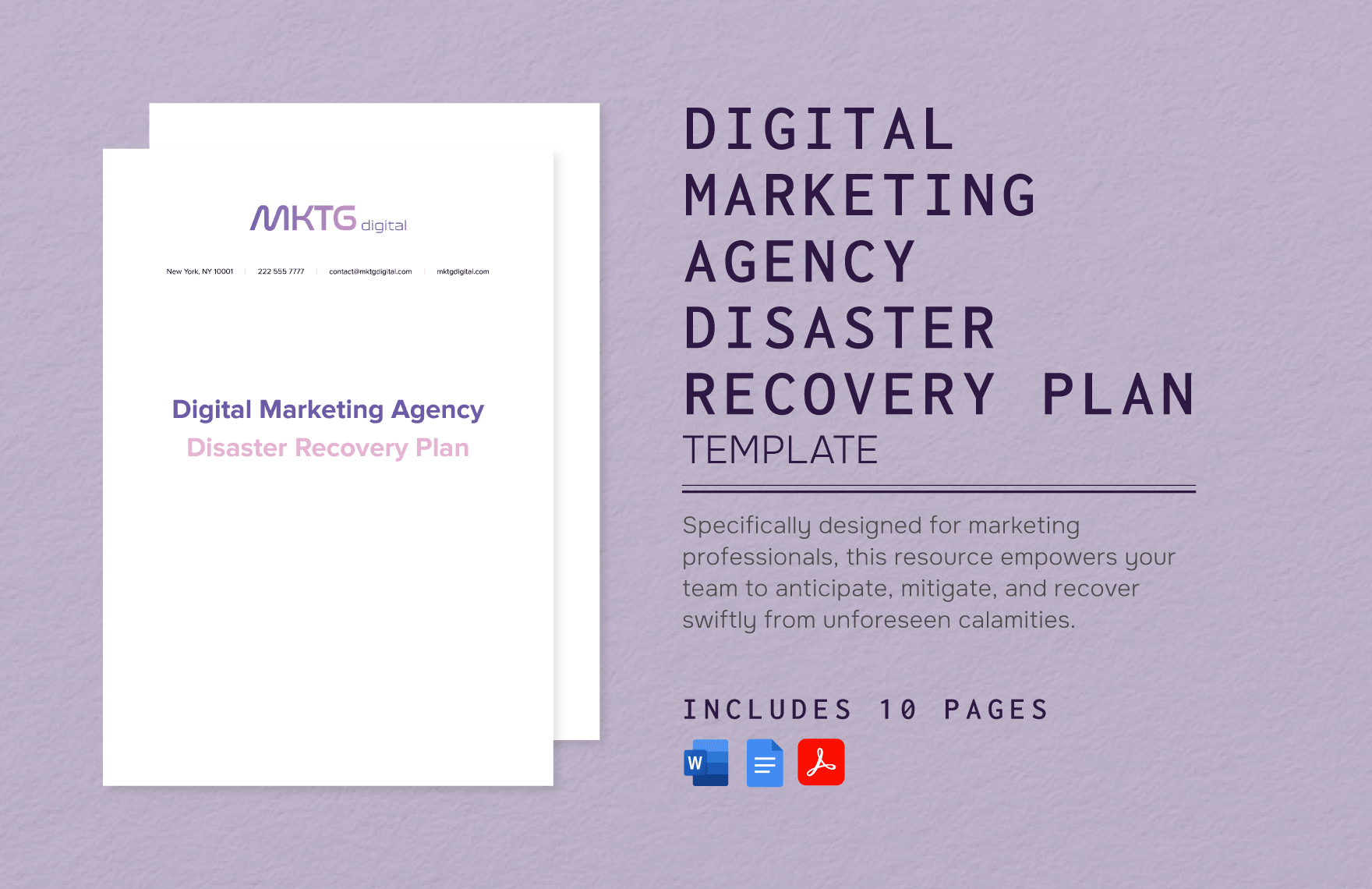Digital Marketing Agency Disaster Recovery Plan Template
