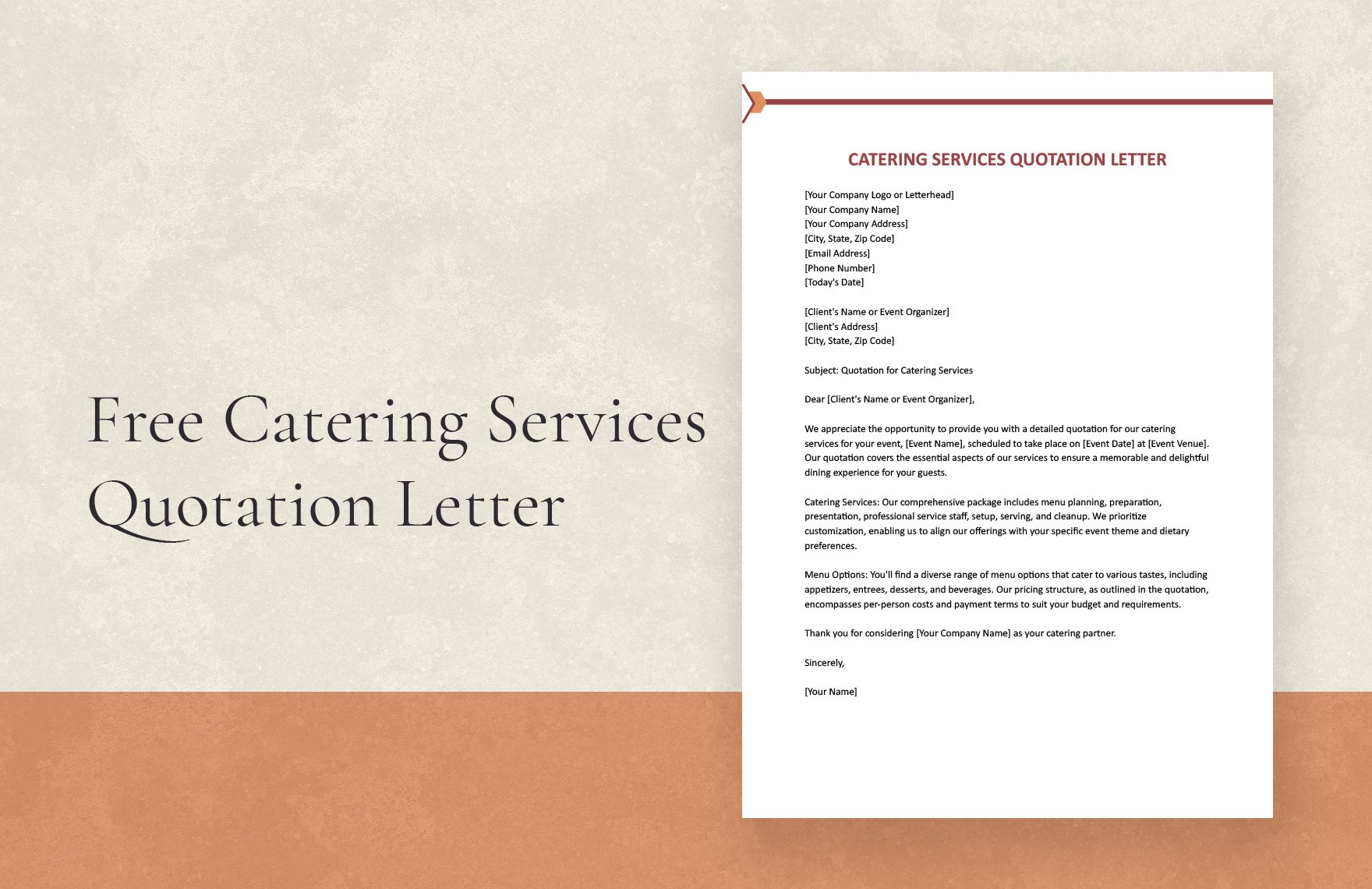 Free Catering Services Quotation Letter