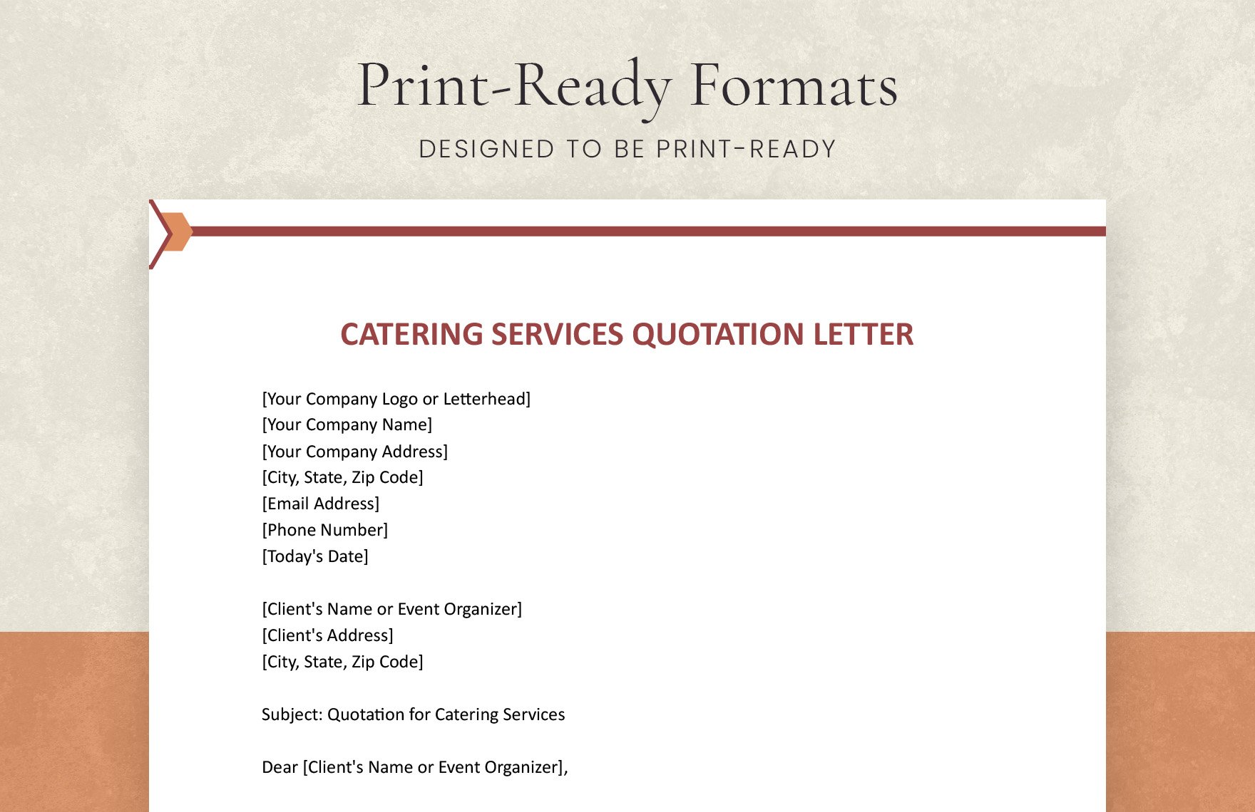 Catering Services Quotation Letter