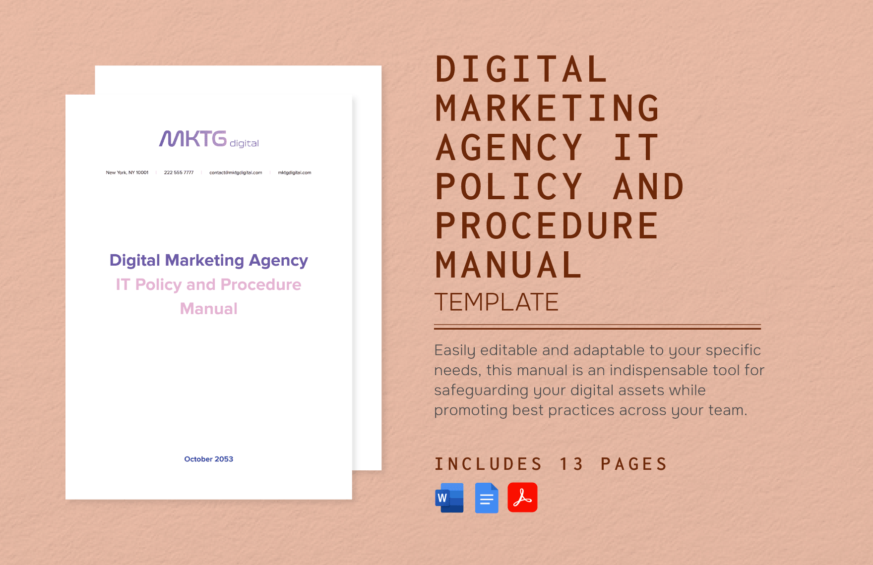 Digital Marketing Agency IT Policy and Procedure Manual Template in Word, Google Docs, PDF