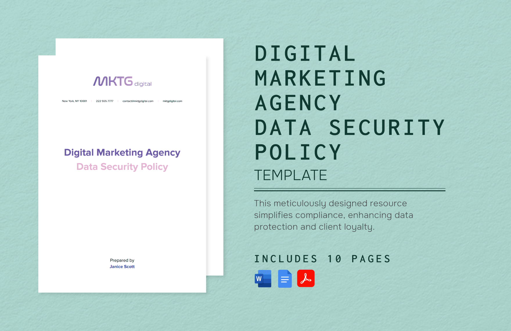 Free Digital Marketing Agency Data Security Policy Template in Word, Google Docs, PDF