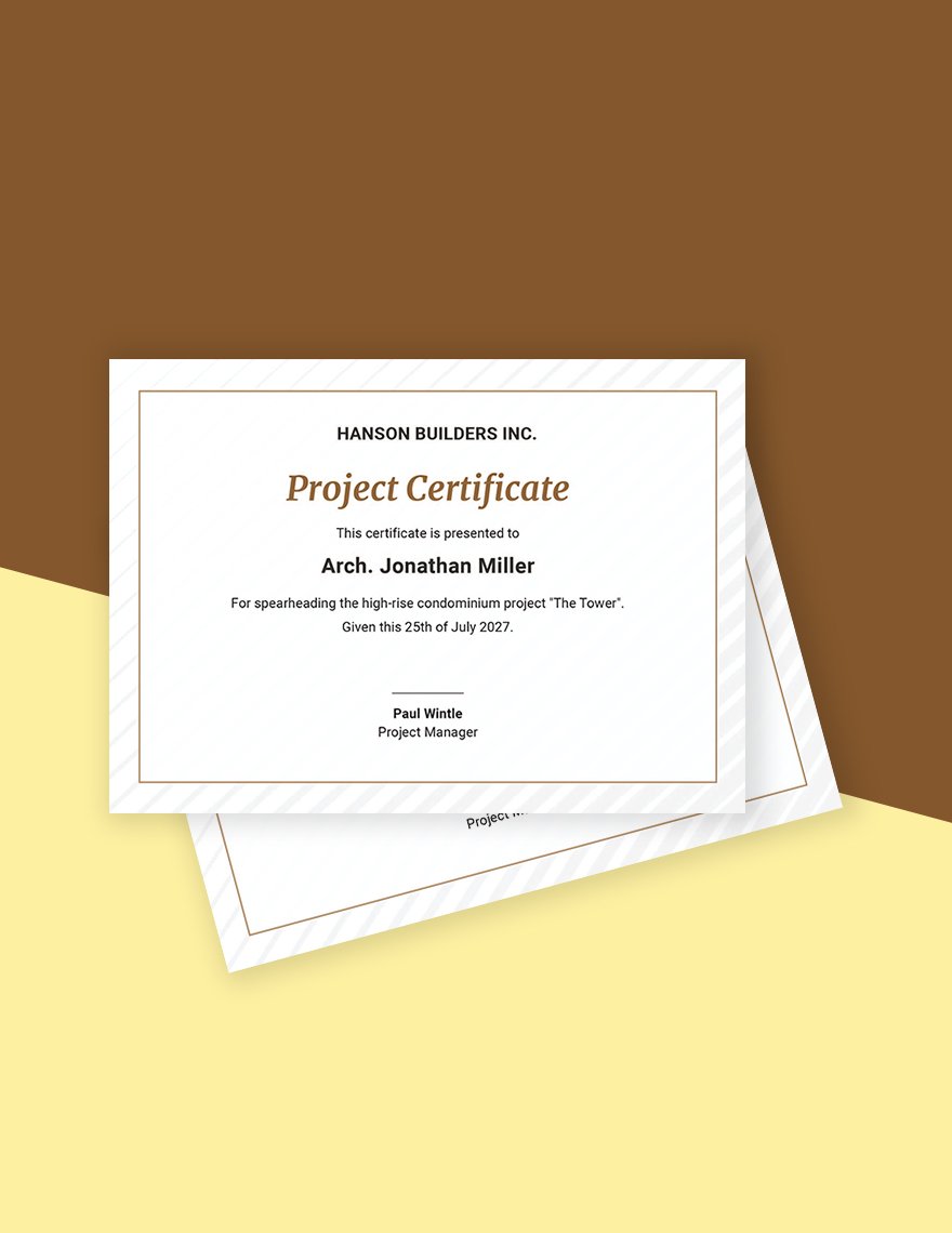 Project Management Certificate Template