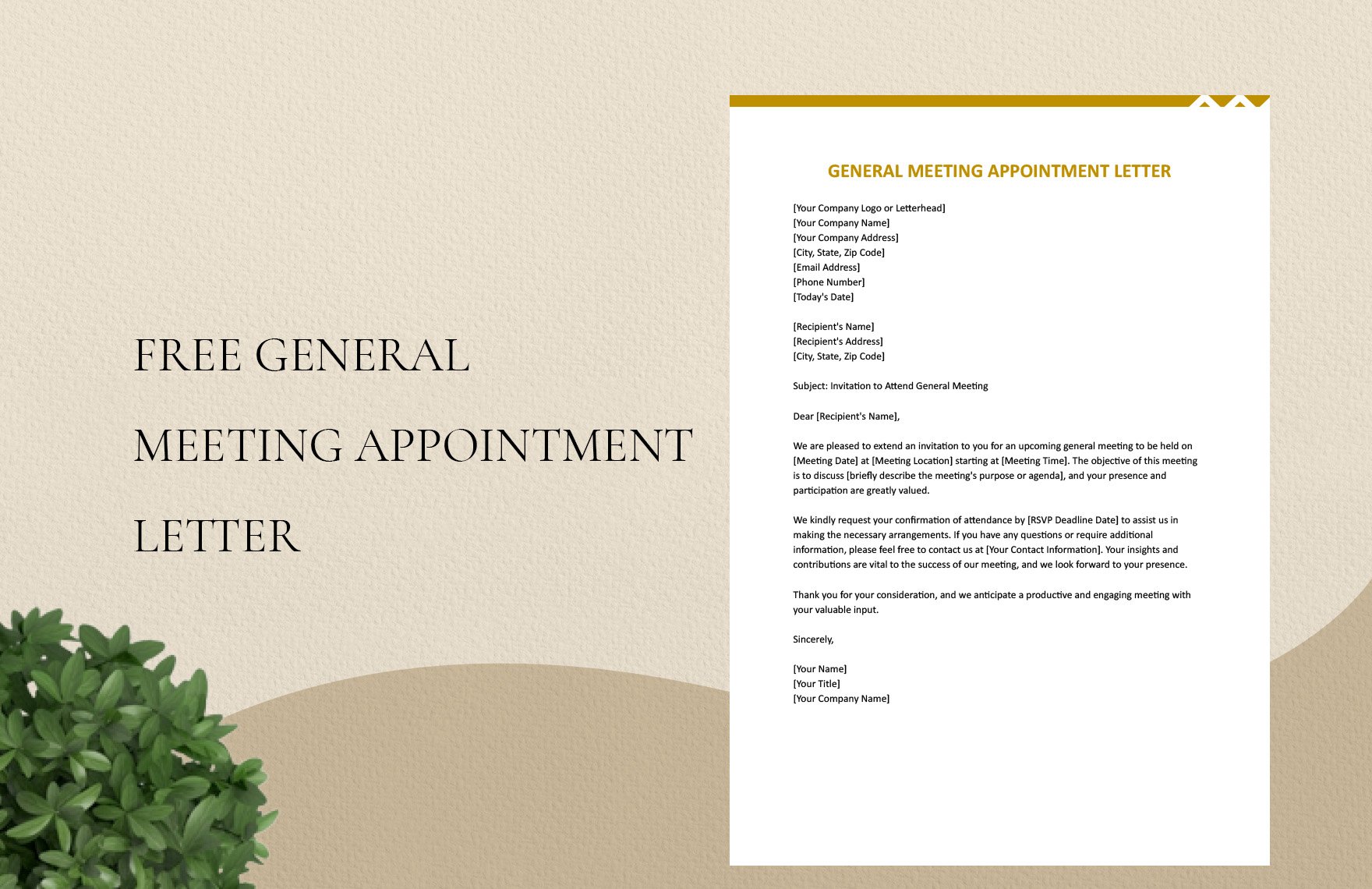 Free General Meeting Appointment Letter