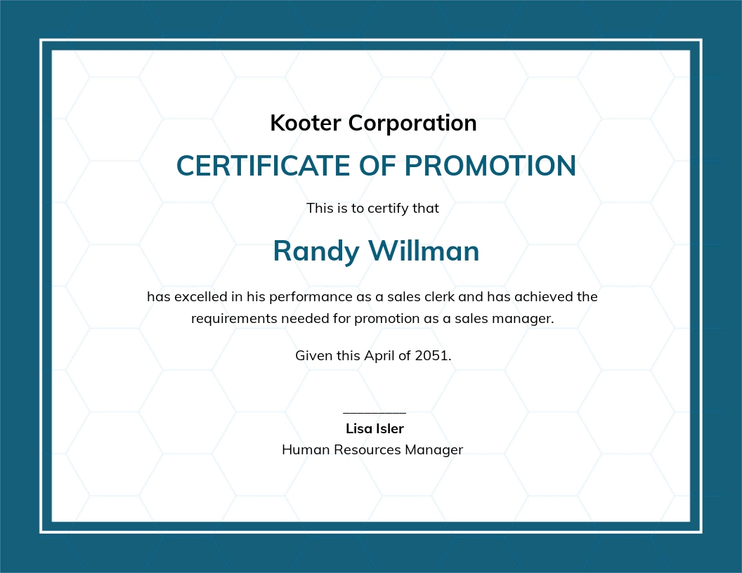 Promotion Certificate Template - Sarseh.com