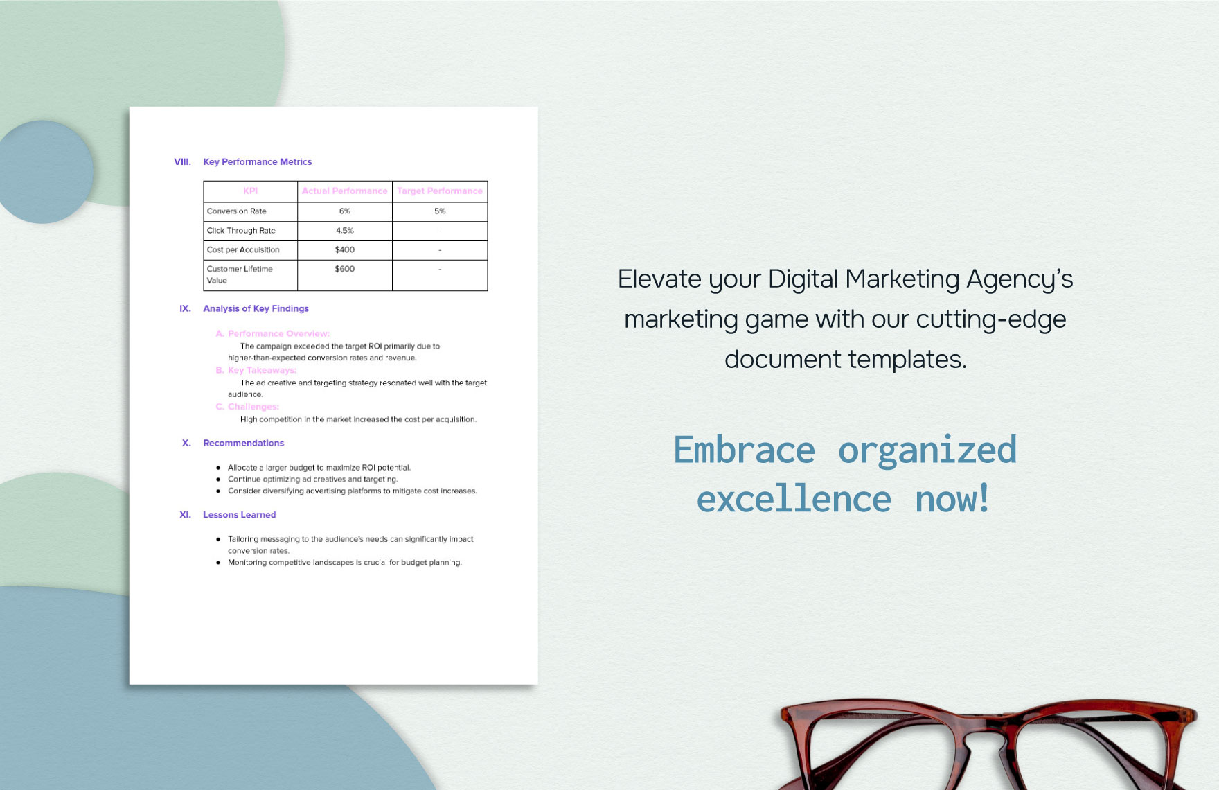 Digital Marketing Agency Marketing Campaign ROI Analysis Template