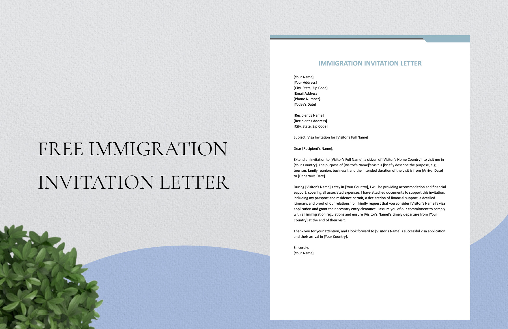 Immigration Invitation Letter in Word, Google Docs