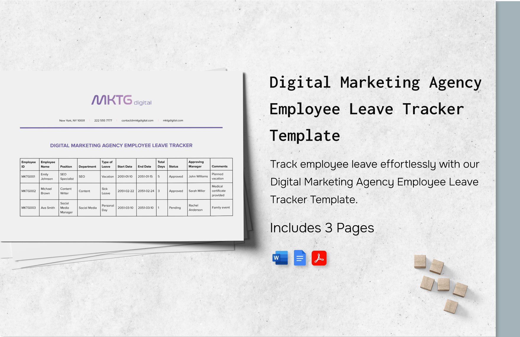 Digital Marketing Agency Employee Leave Tracker Template