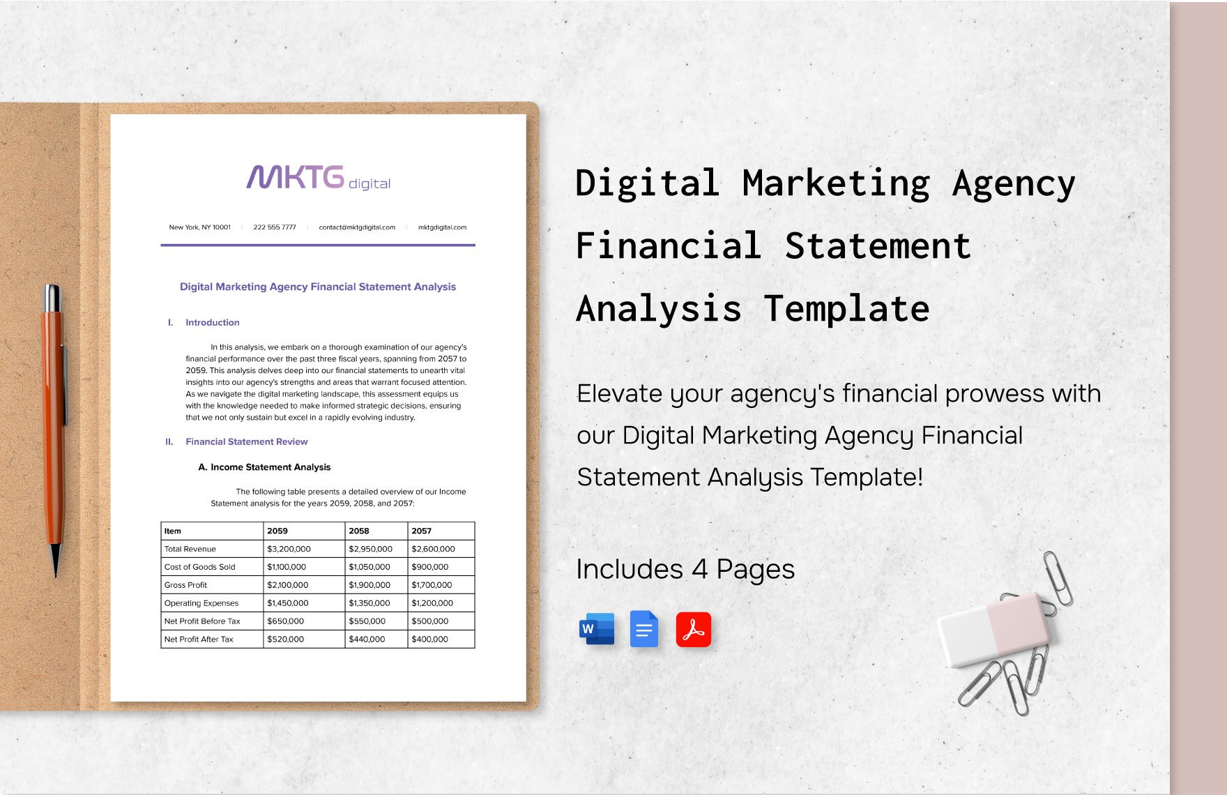 Digital Marketing Agency Financial Statement Analysis Template