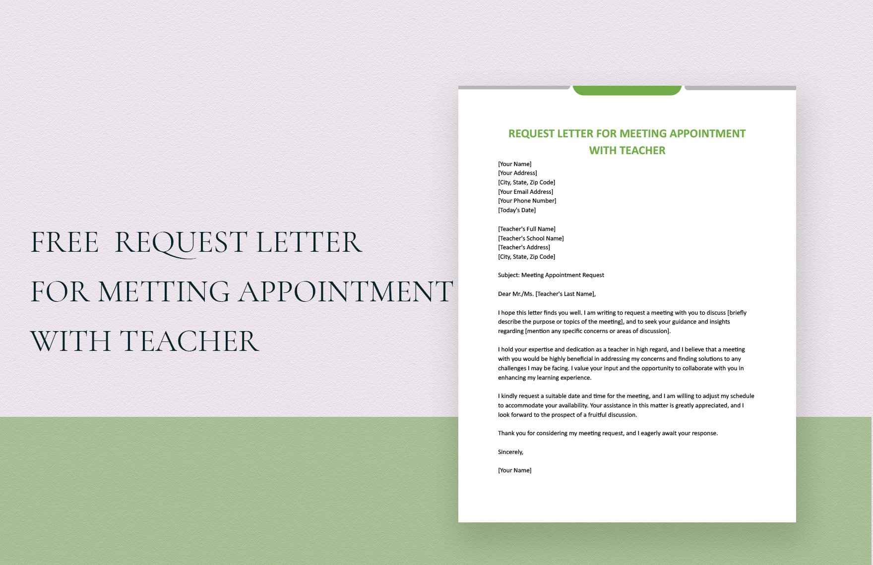 Request Letter For Meeting Appointment With Teacher